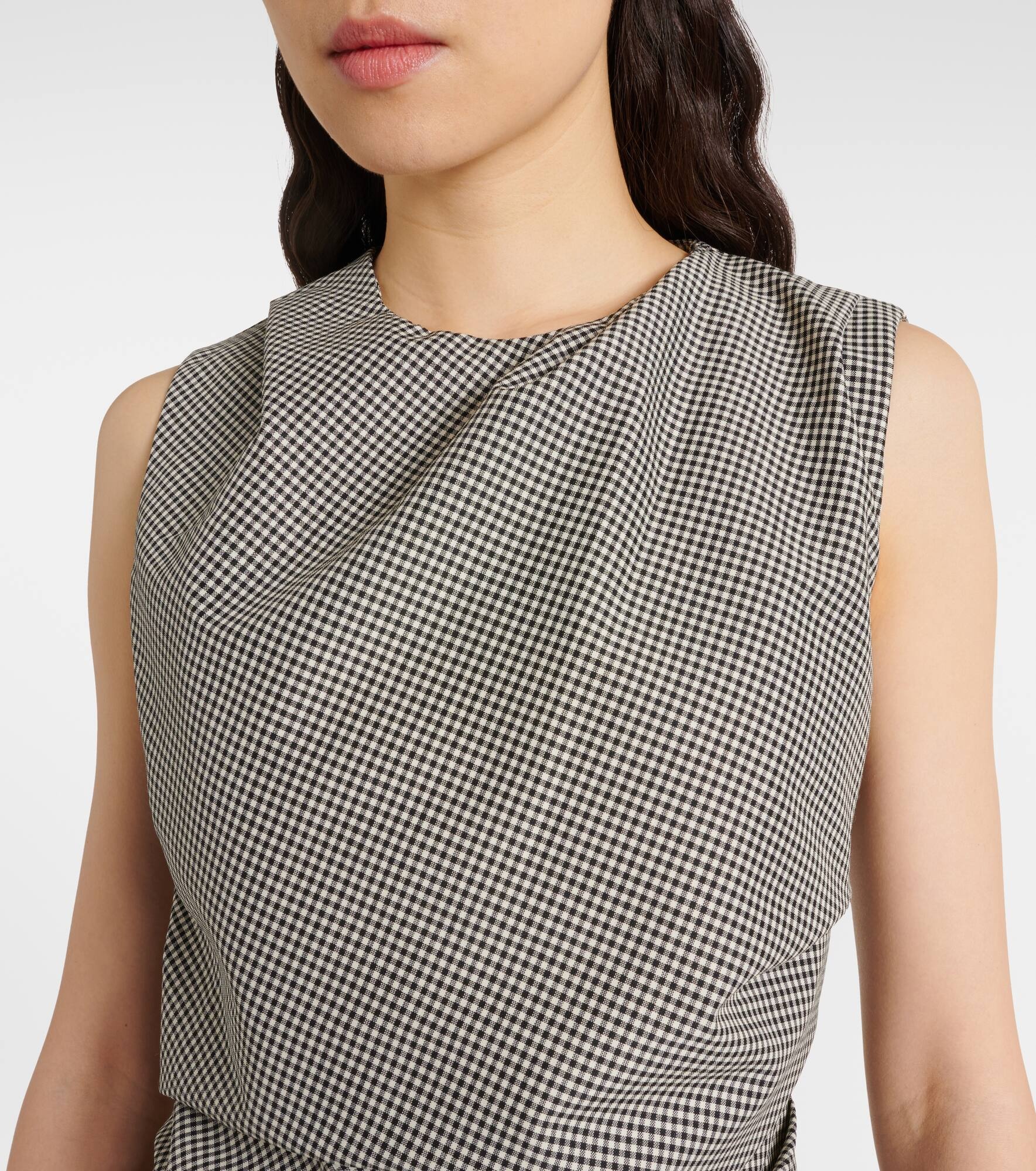 Checked wool-blend top - 4
