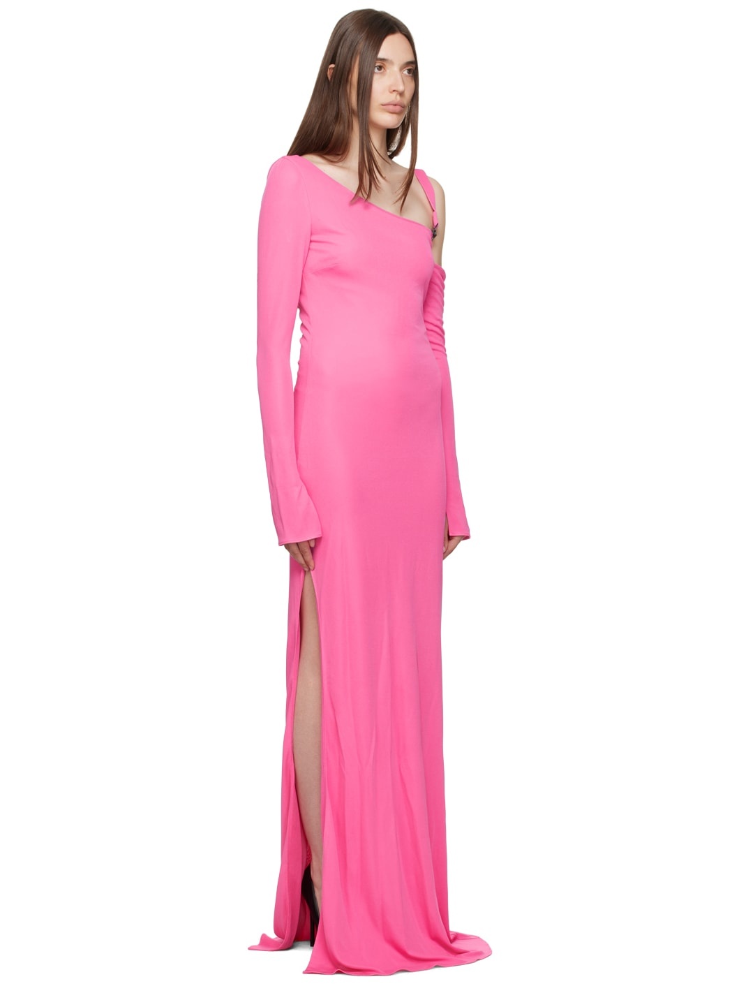 Pink Asymmetric Maxi Dress - 2