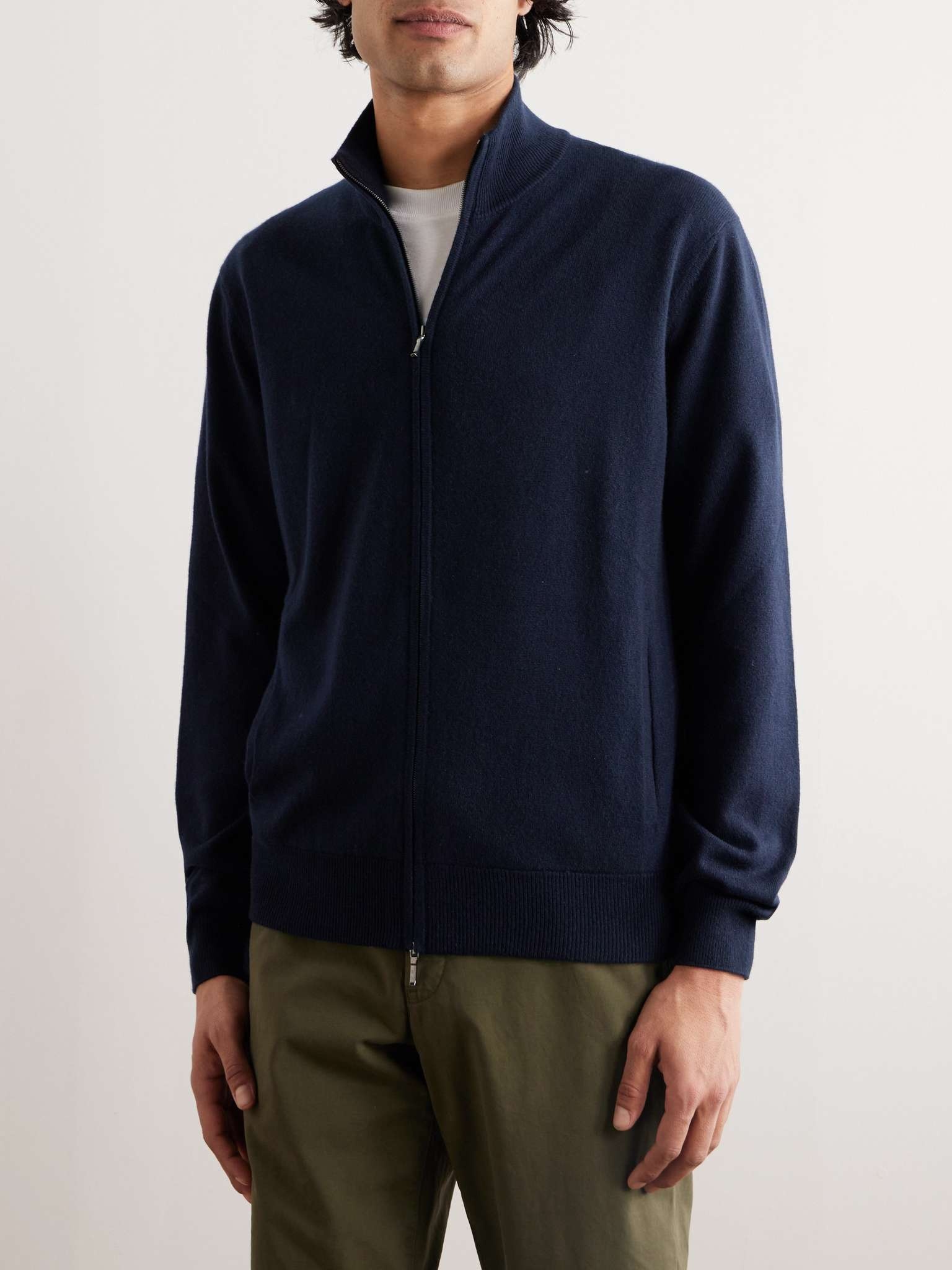 Ribbed Cashmere Zip-Up Sweater - 4