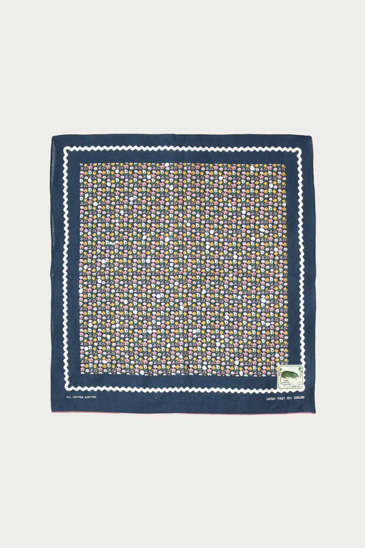 Fastcolor Selvedge Bandanna (SKULL & FLOWER) - Navy - 1