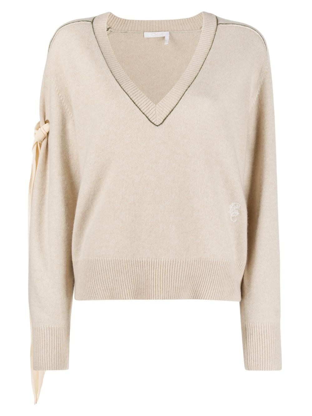 V-neck fine-knit jumper - 1