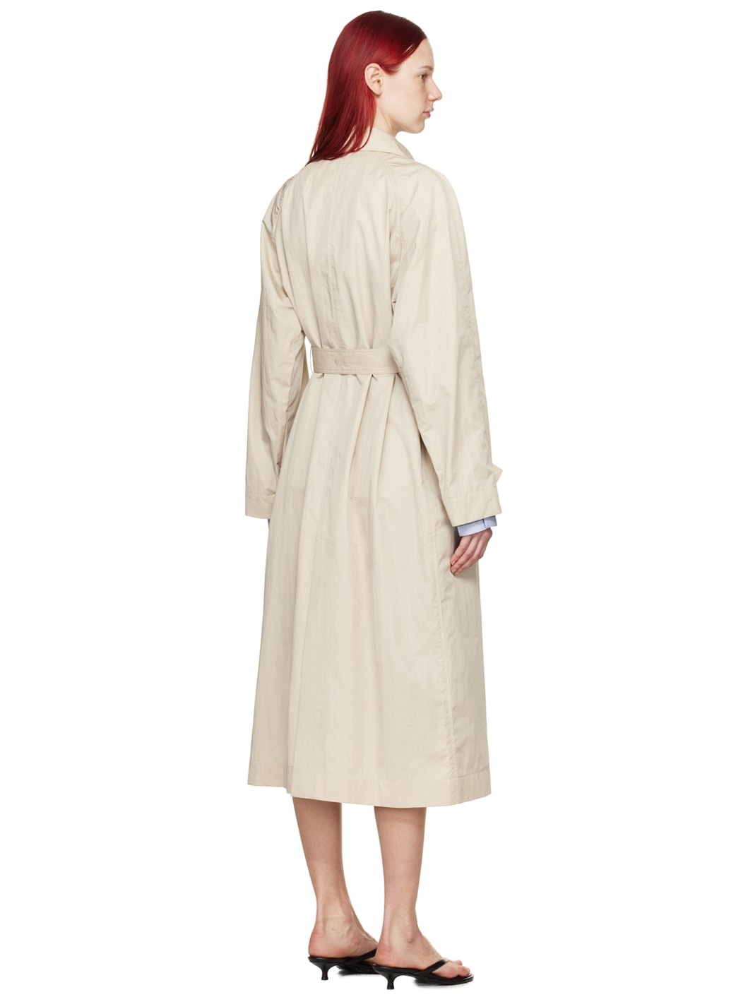 Beige Belted Trench Coat - 3