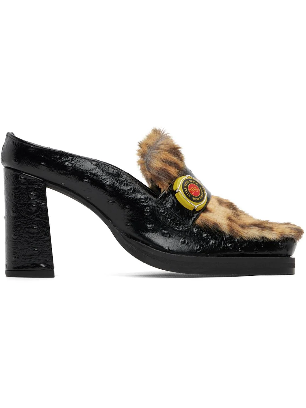 Black Champagne Cap Square Toe Heels - 1