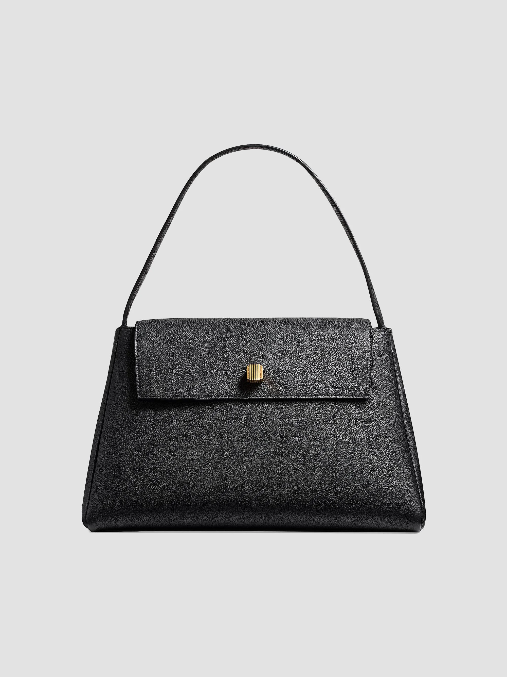 Women's Audrey Leather Shoulder Bag - Black - 1