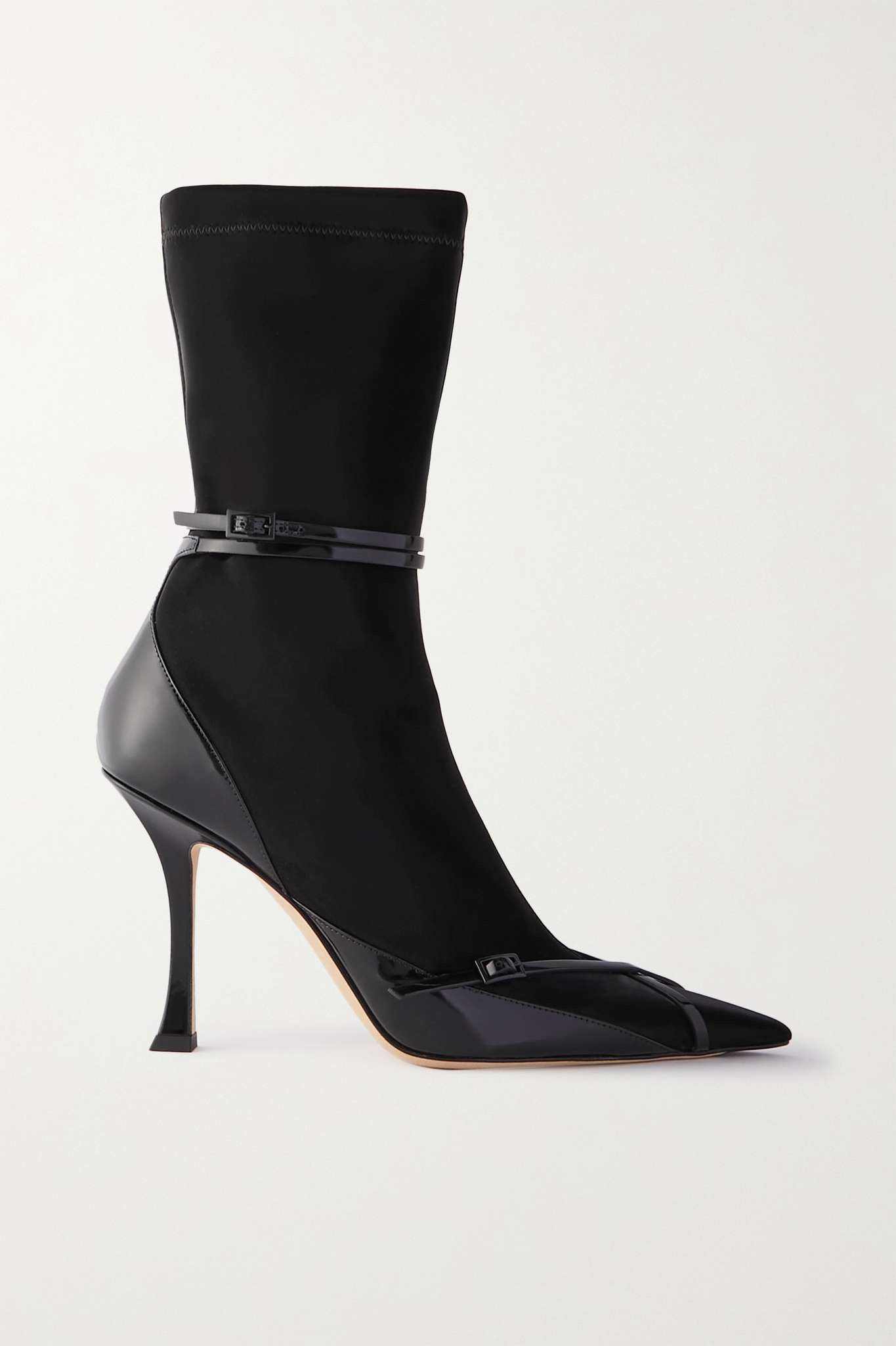 + Mugler patent-leather trimmed neoprene ankle boots - 1