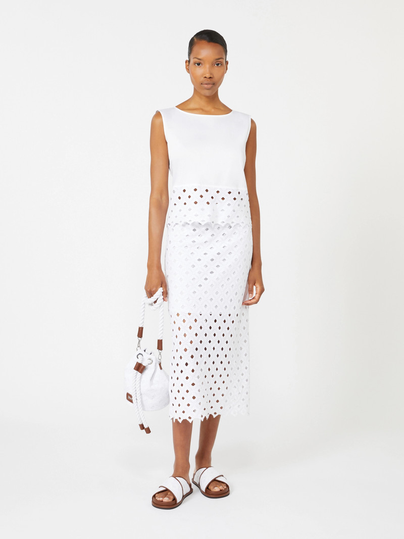 Max Mara ZORRO Macramé jersey pencil skirt - OPTICAL WHITE outlook