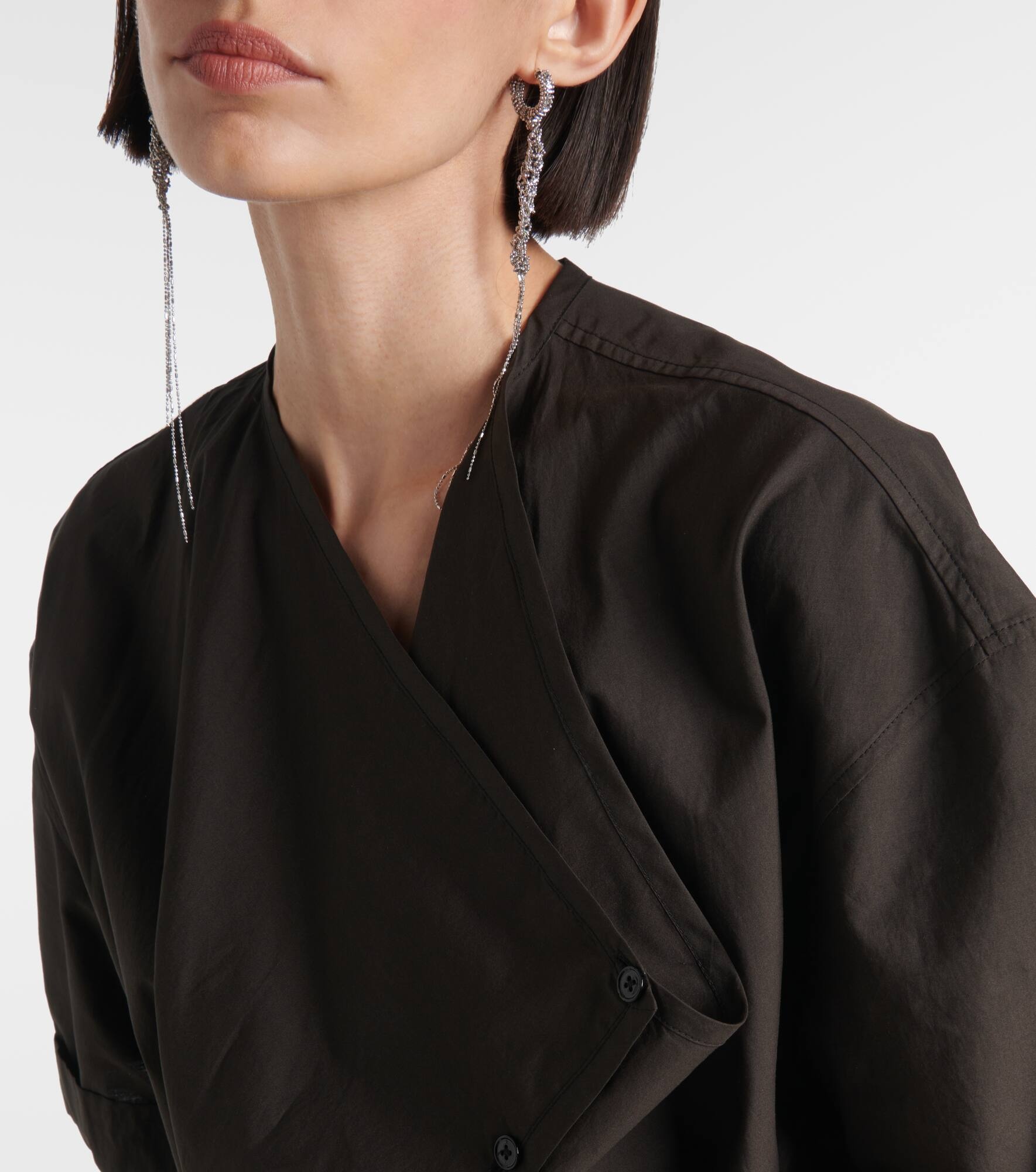 Draped cotton and silk shirt dress - 4