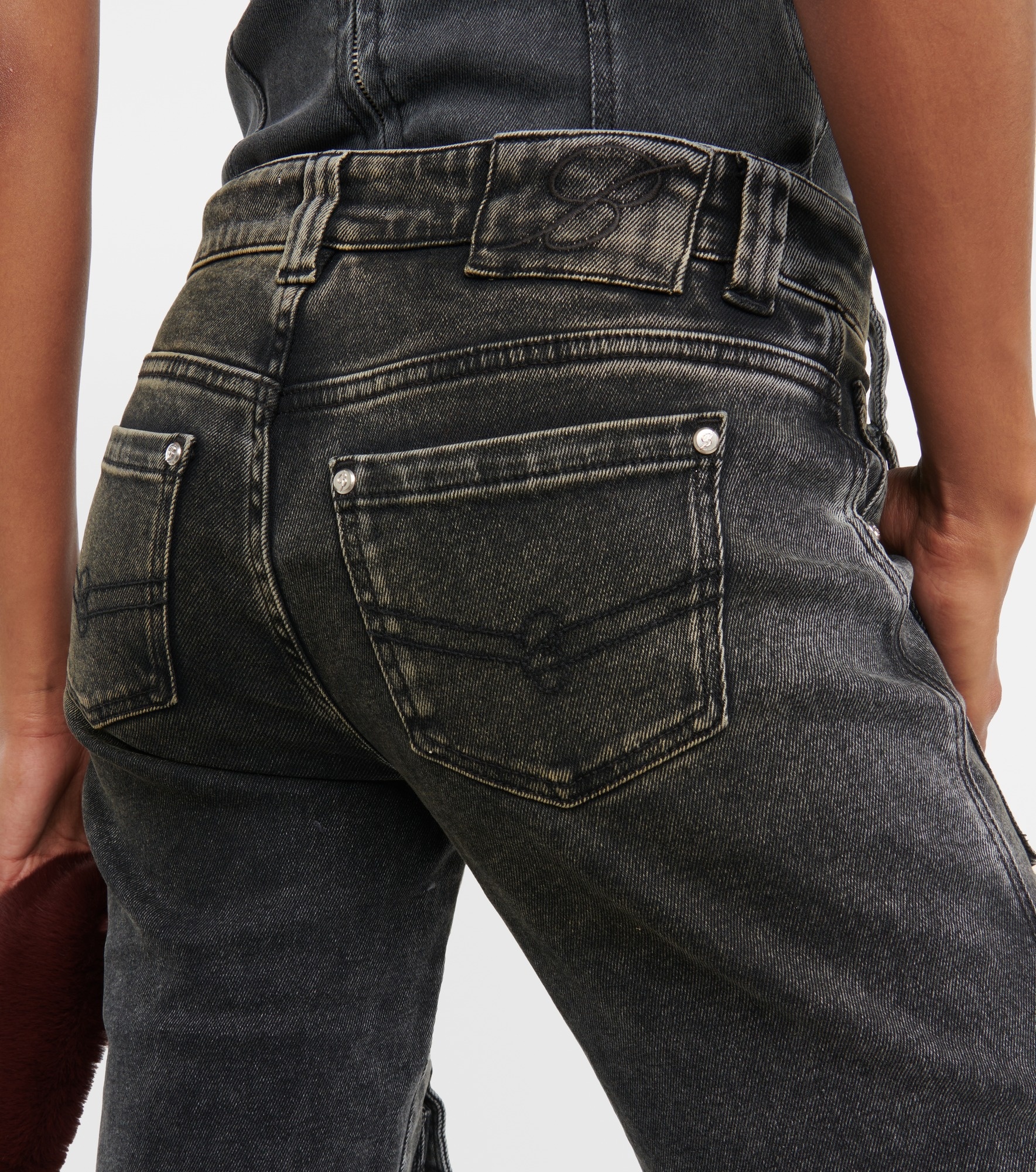 Low-rise denim cargo pants - 6