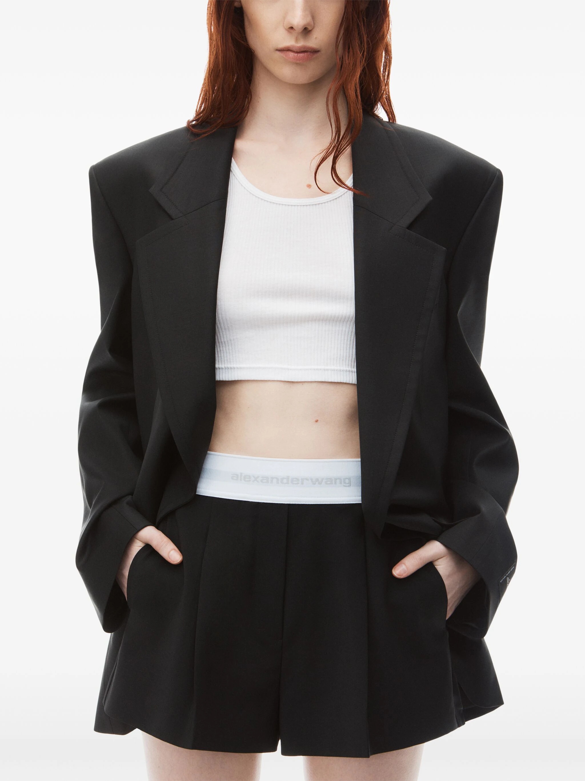 ALEXANDER WANG Women High Waisted Pleated Short With Logo Elastic - 3