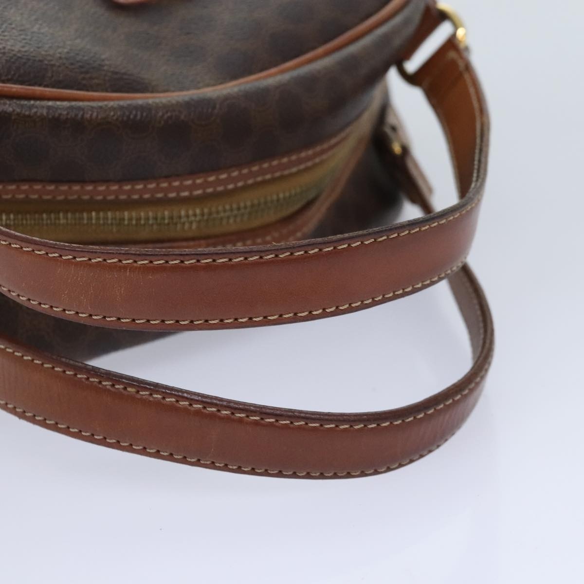 CELINE Macadam Canvas Hand Bag Pvc Leather Brown Gold - 6