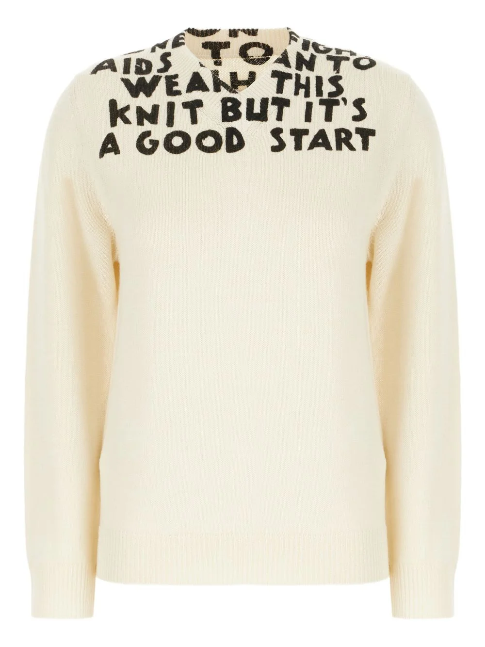 lettering-print wool sweater - 1