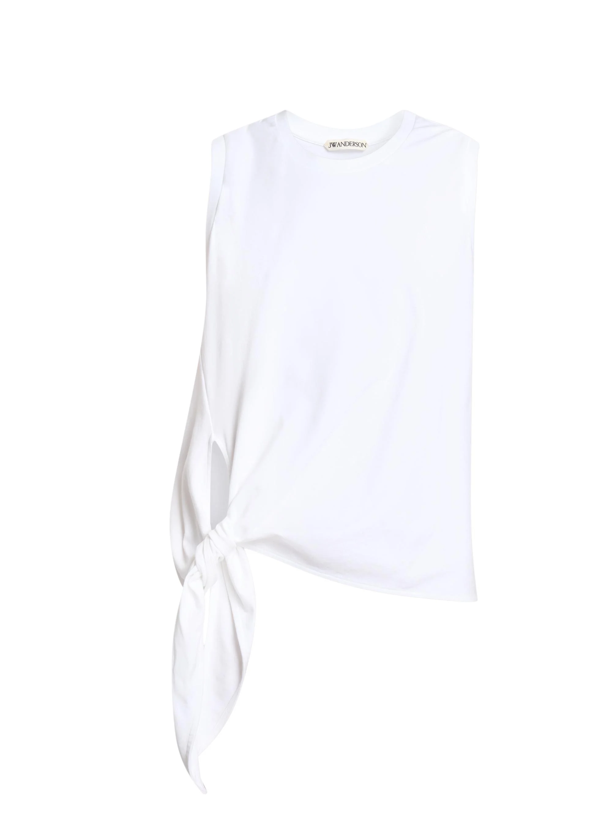 Women's Knotted-Hem Cotton Tank - White - 1