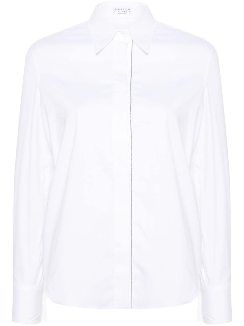 beaded-trim poplin shirt - 1