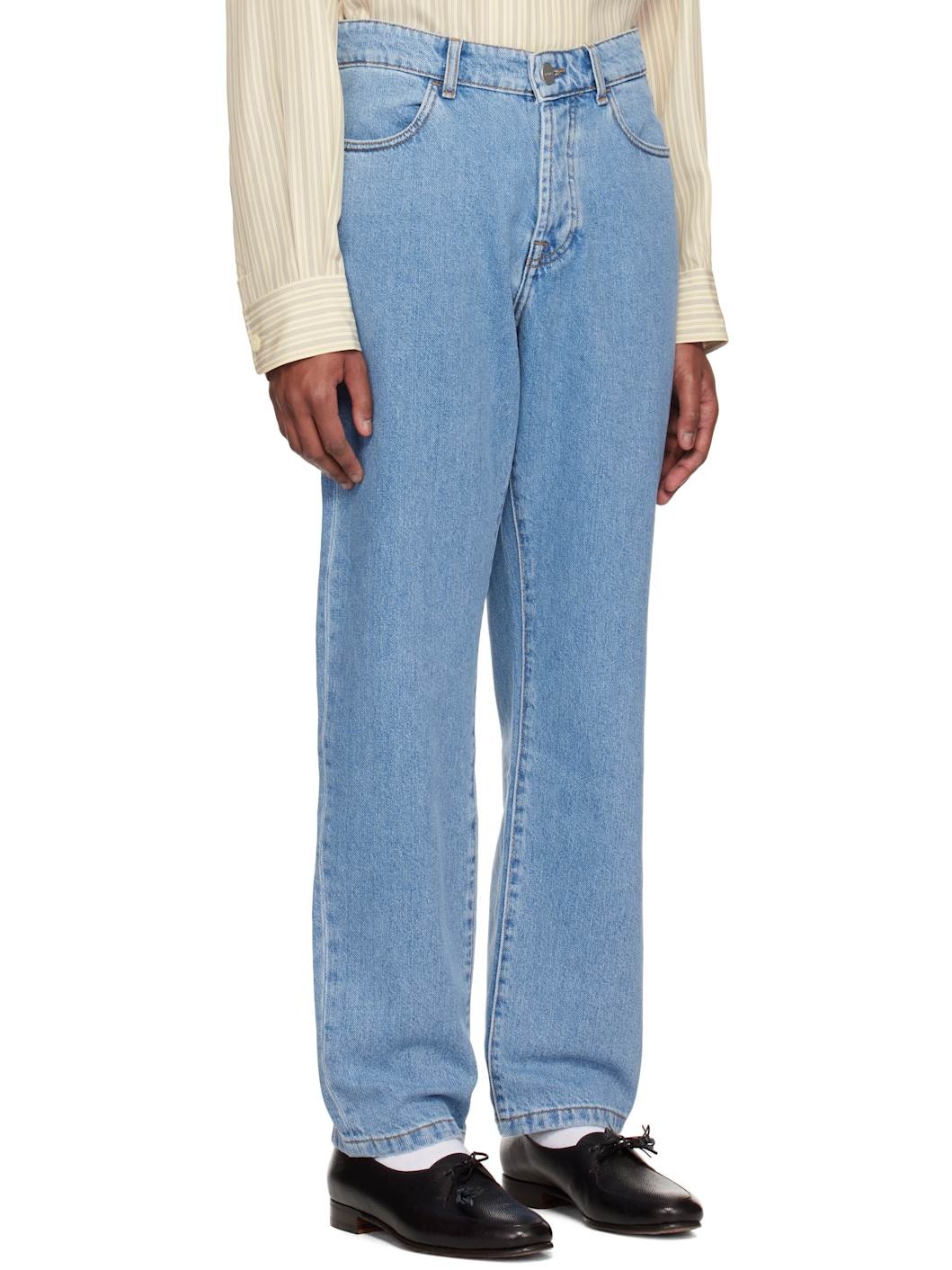 Blue Straight Leg Jeans - 2