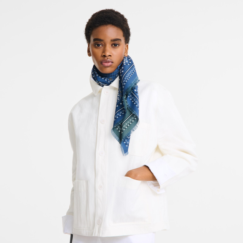 Longchamp French Bandana Stole Atlantic/Oregano - OTHER outlook