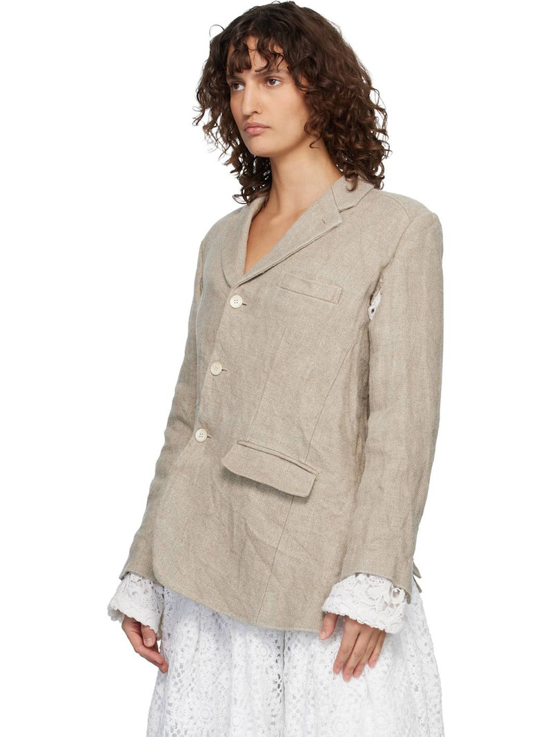 Comme Des Garçons Beige Linen Super Heavy Canvas & Cotton Lace Blazer outlook