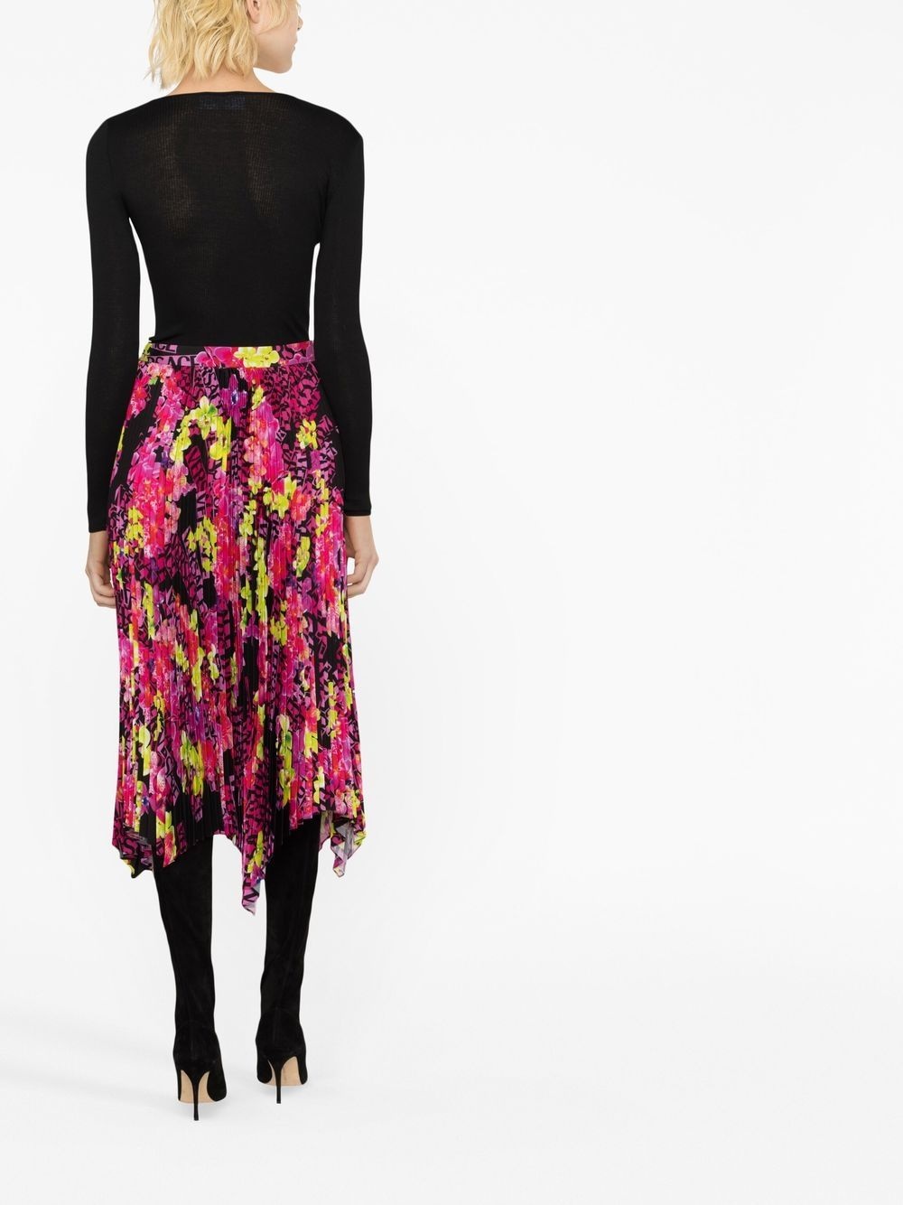 graphic-print plissé midi skirt - 4