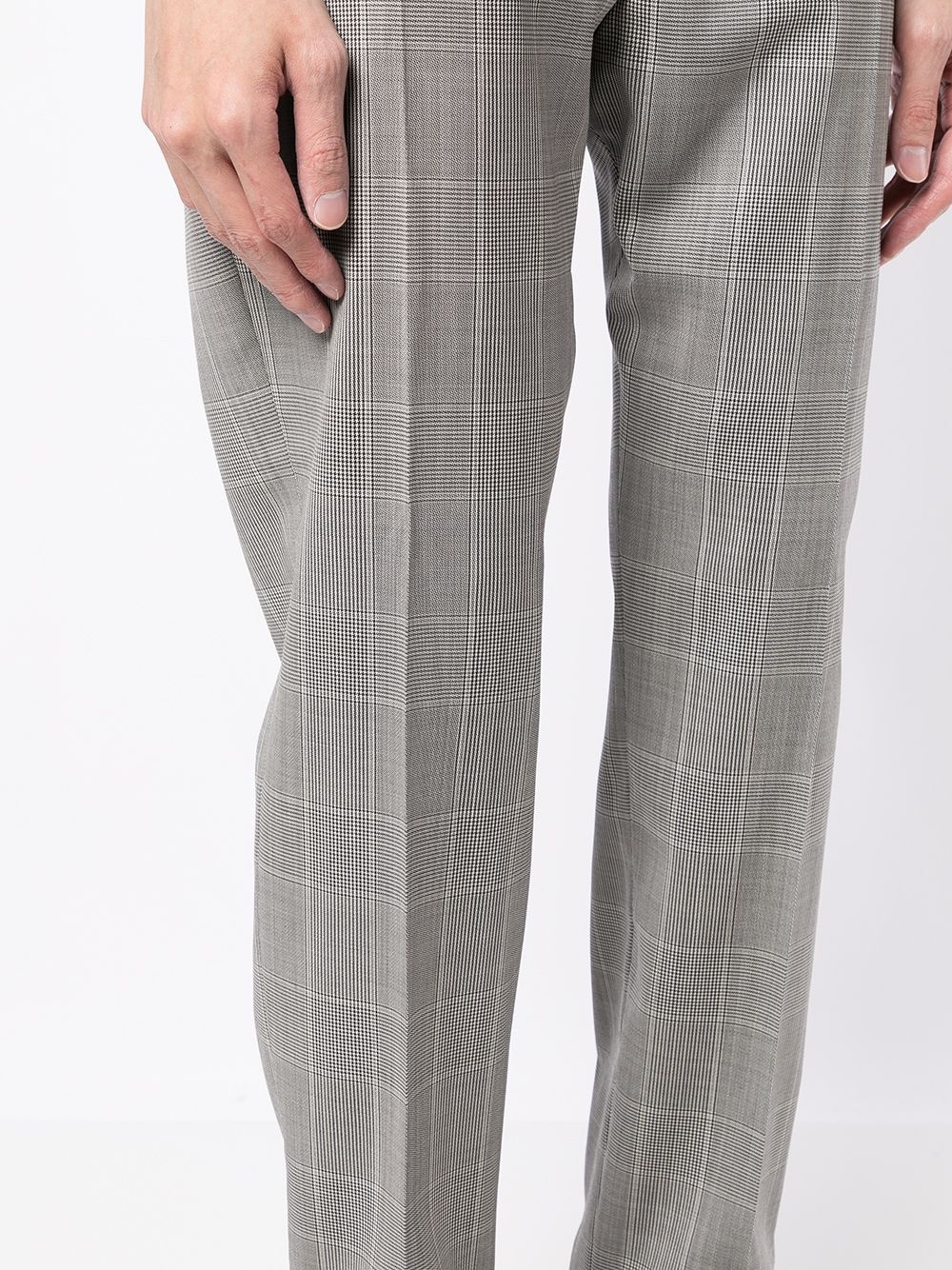 check-print cotton tailored trousers - 5