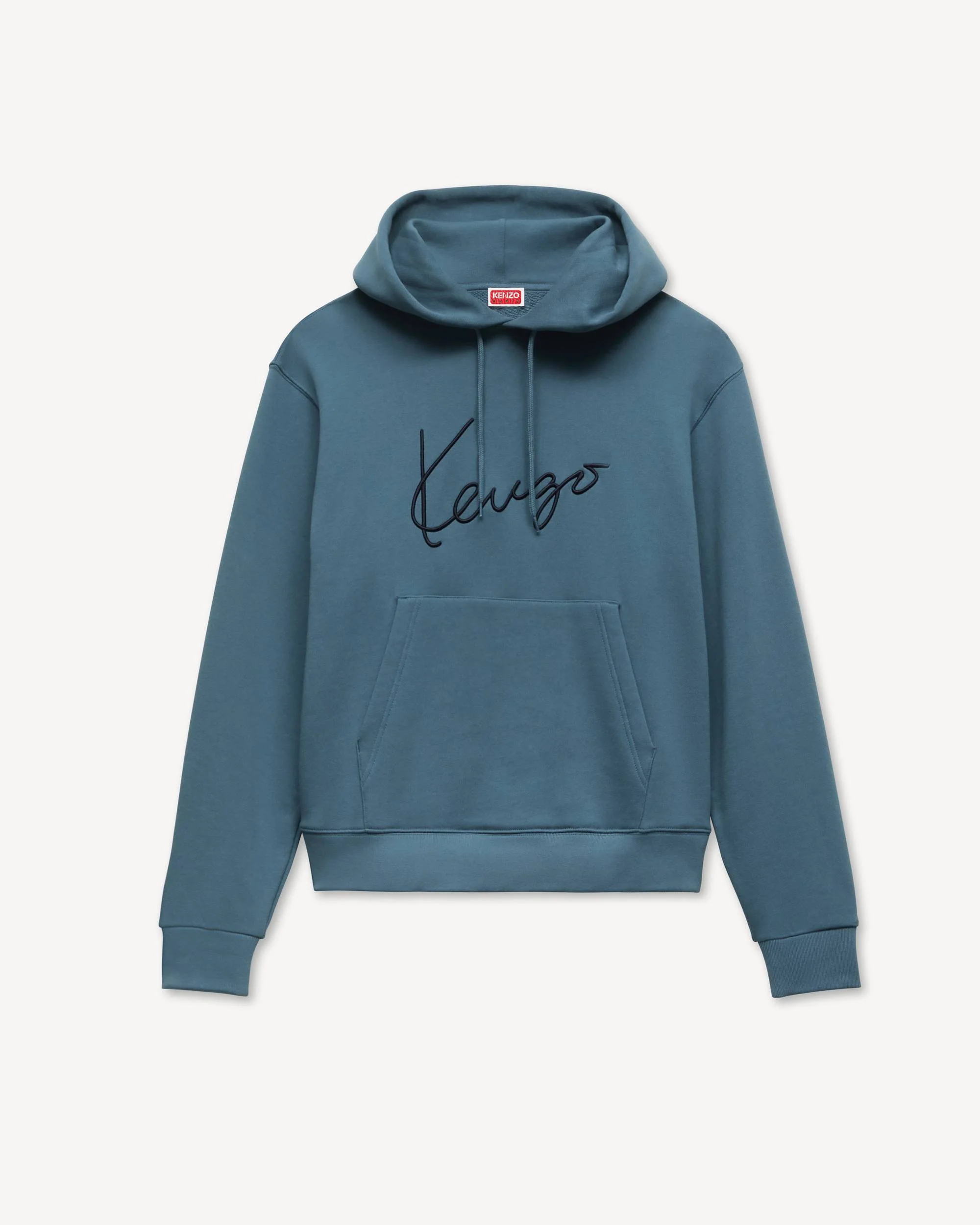 'KENZO Signature' embroidered hoodie in cotton - 1