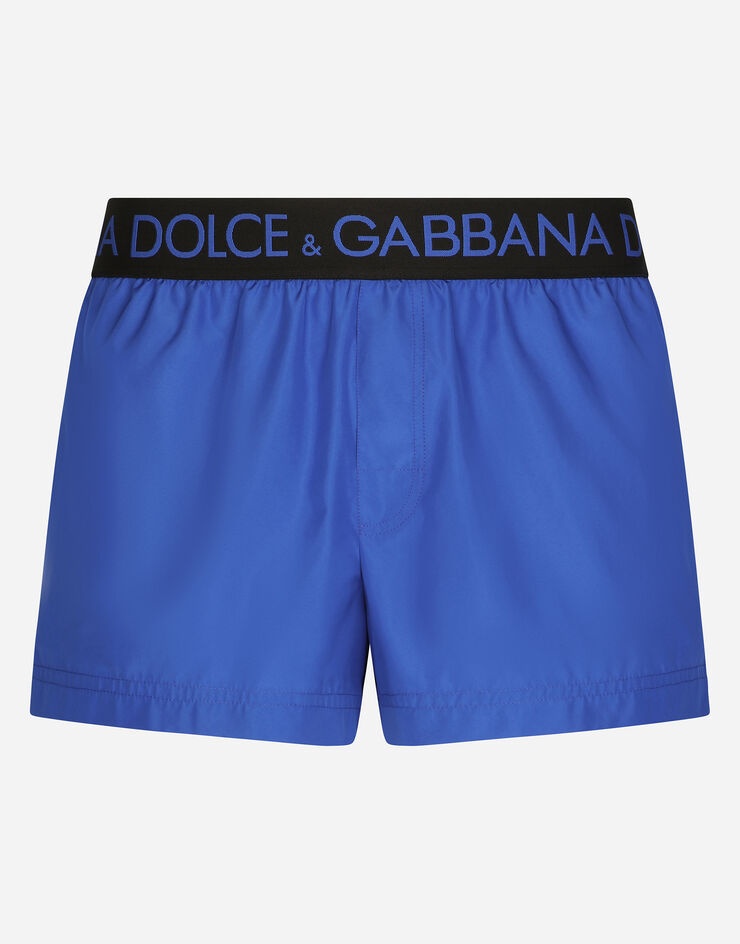 Short swim trunks with branded stretch waistband - 1