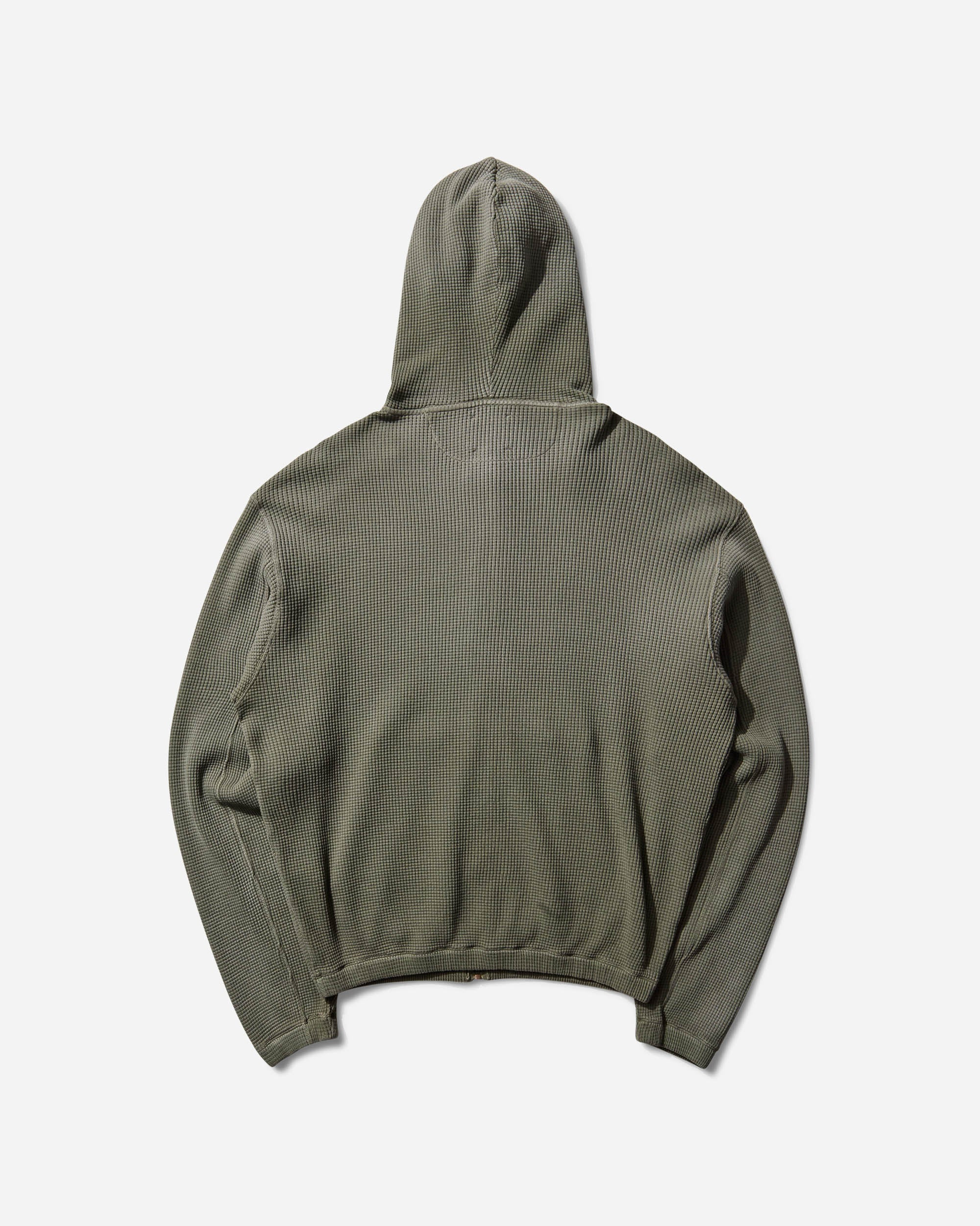 Men's Bee Sun Faded Waffle Zip Up Hoodie Olive - 2