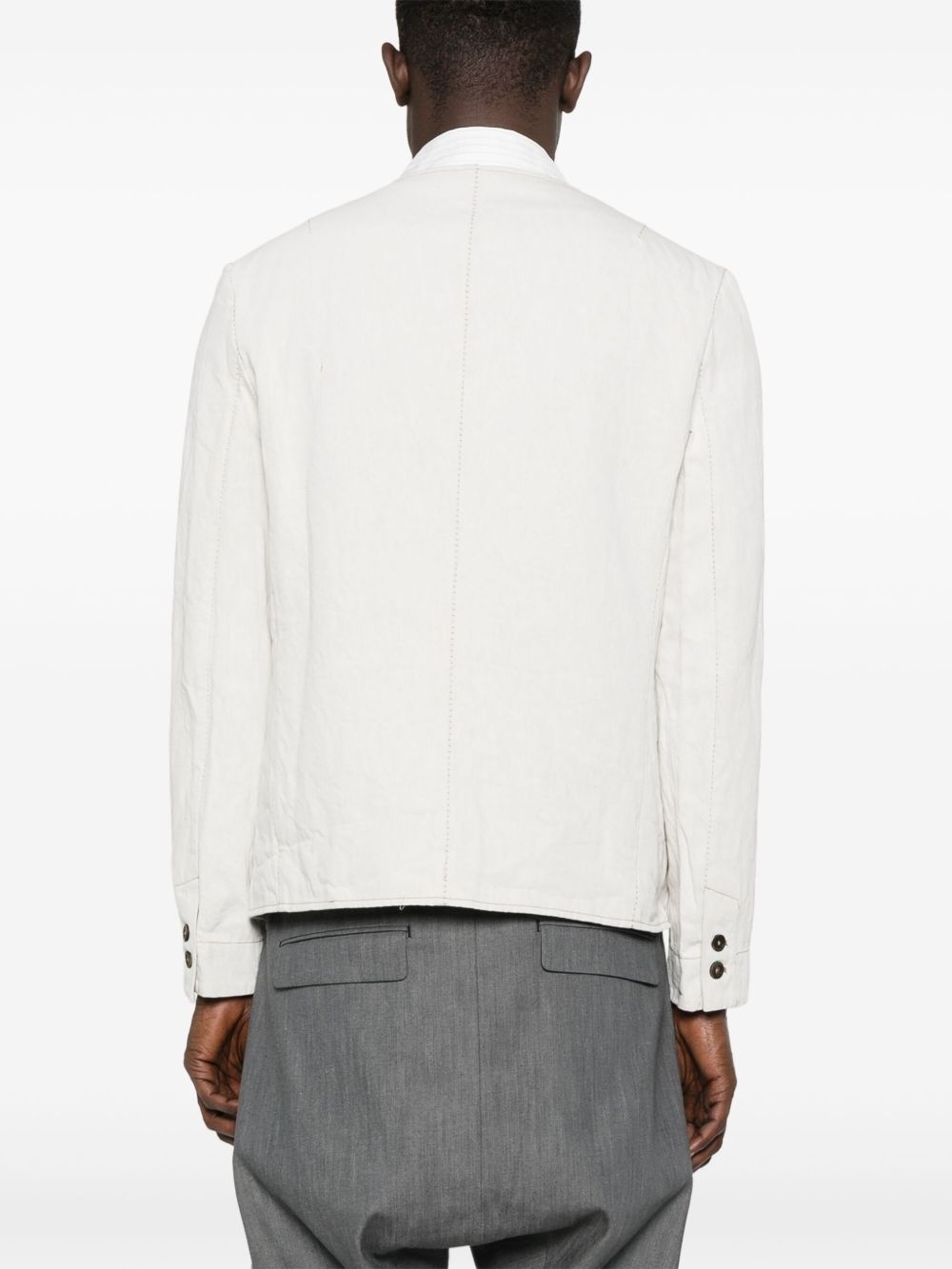 collarless jacket - 4