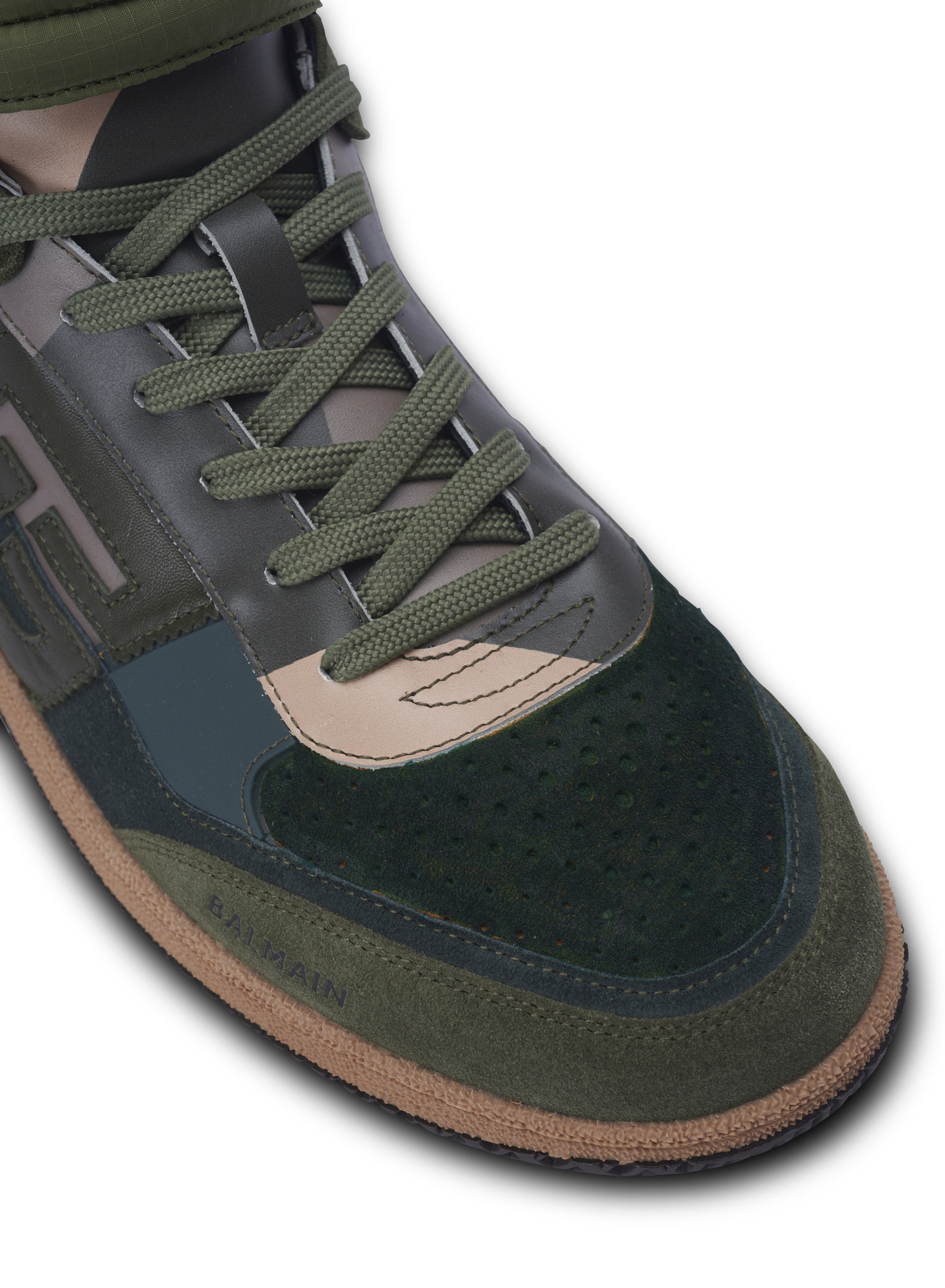 Balmain Swan Mid-Top trainers in calfskin and suede - 8