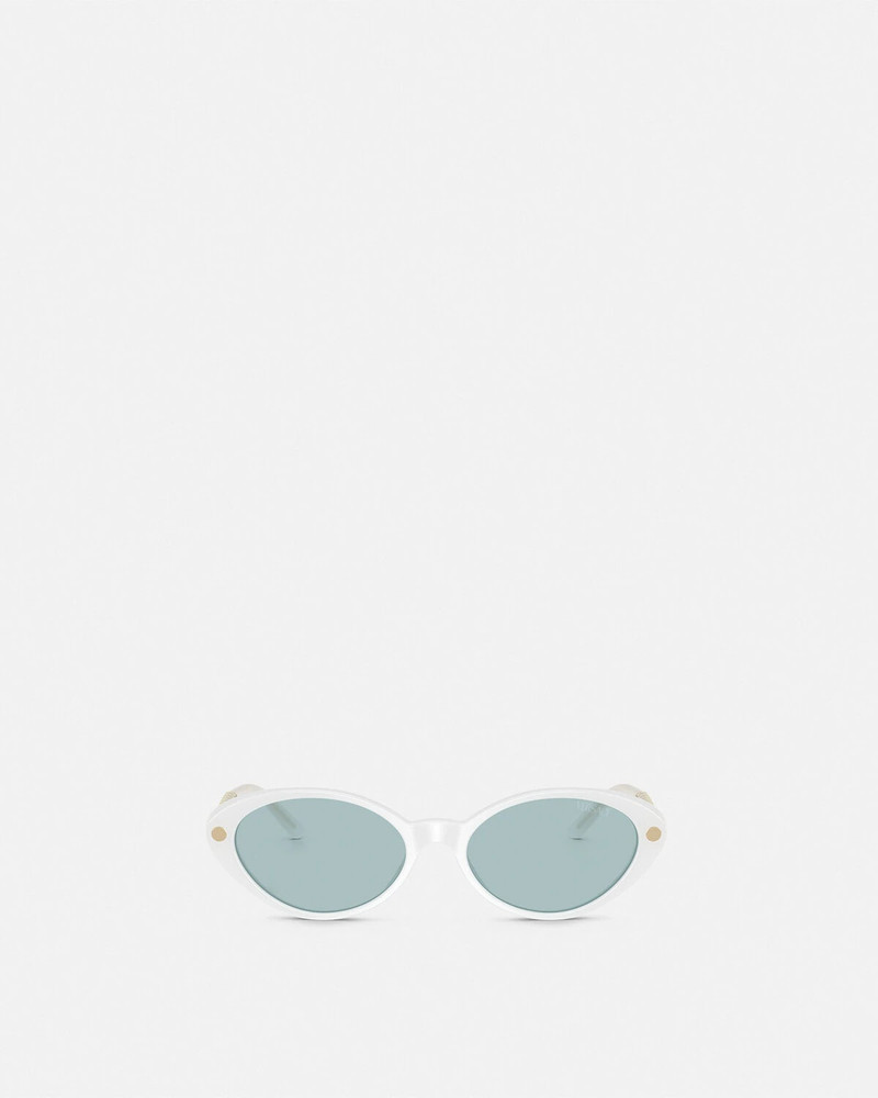 VERSACE Tubular Greca Oval Sunglasses outlook