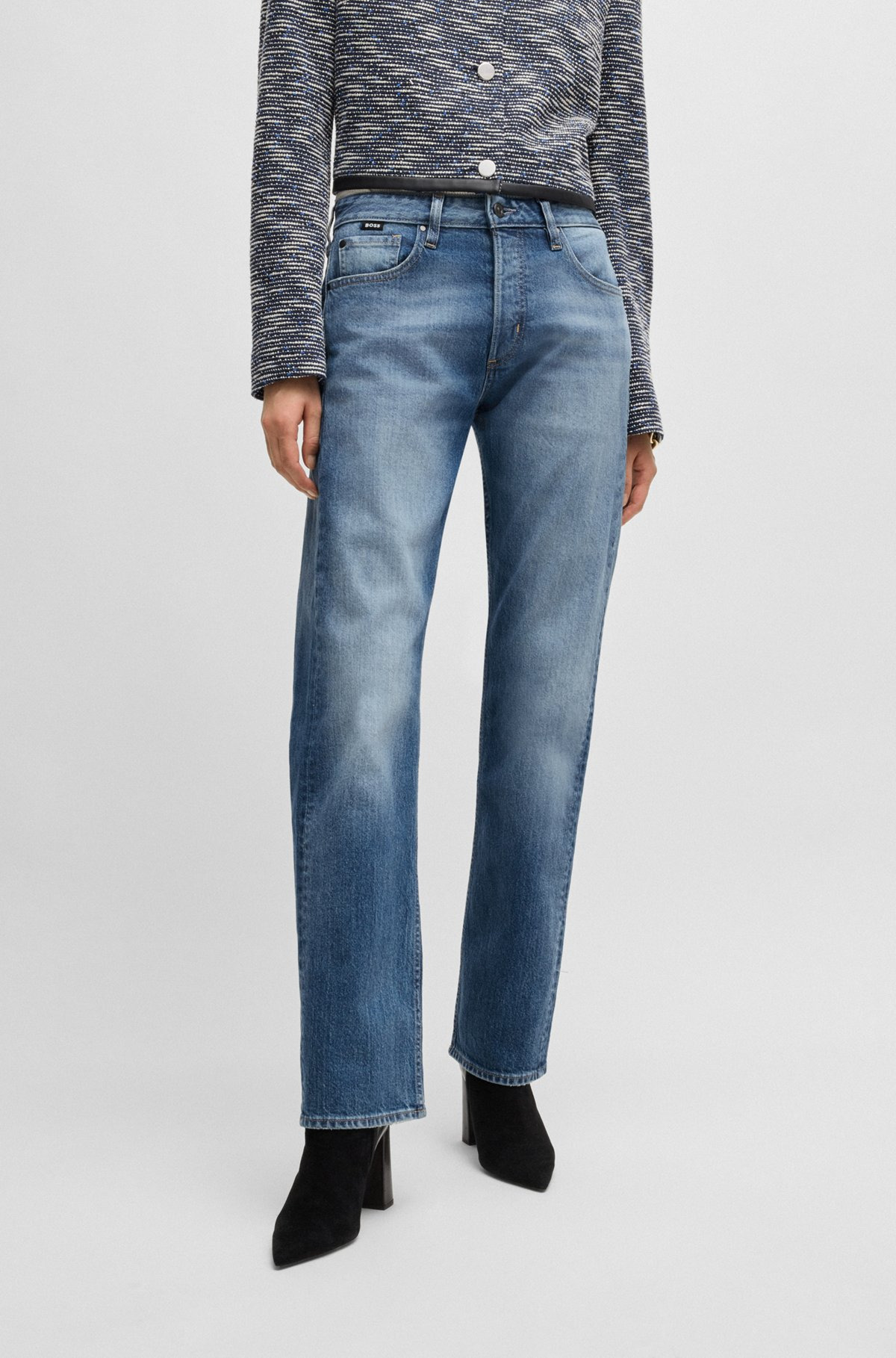 STRAIGHT-FIT JEANS IN FADED-BLUE COMFORT-STRETCH DENIM - 2