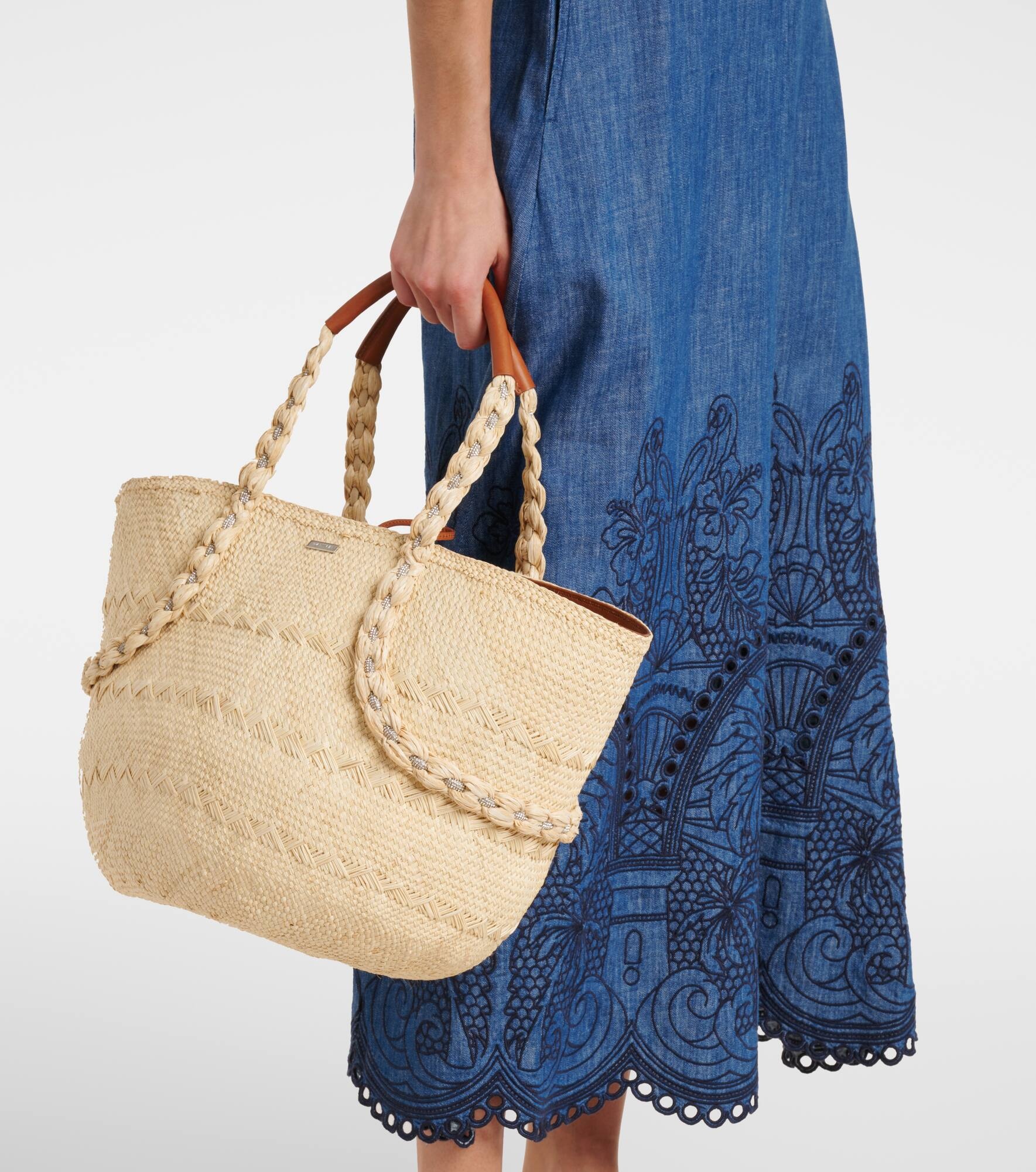 Isla raffia-effect tote bag - 6