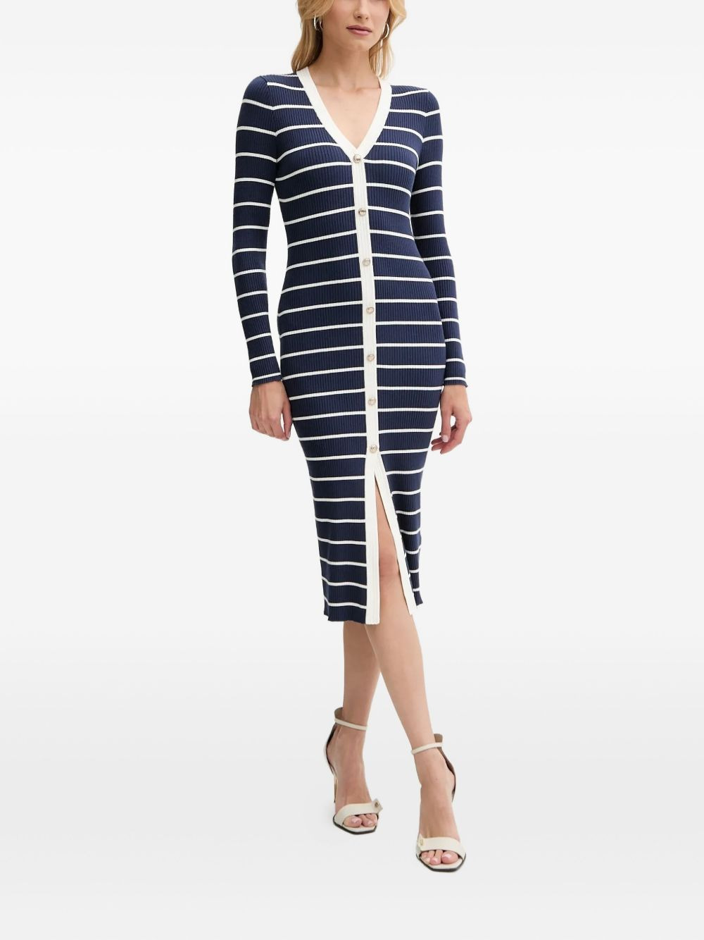 striped button-front dress - 3