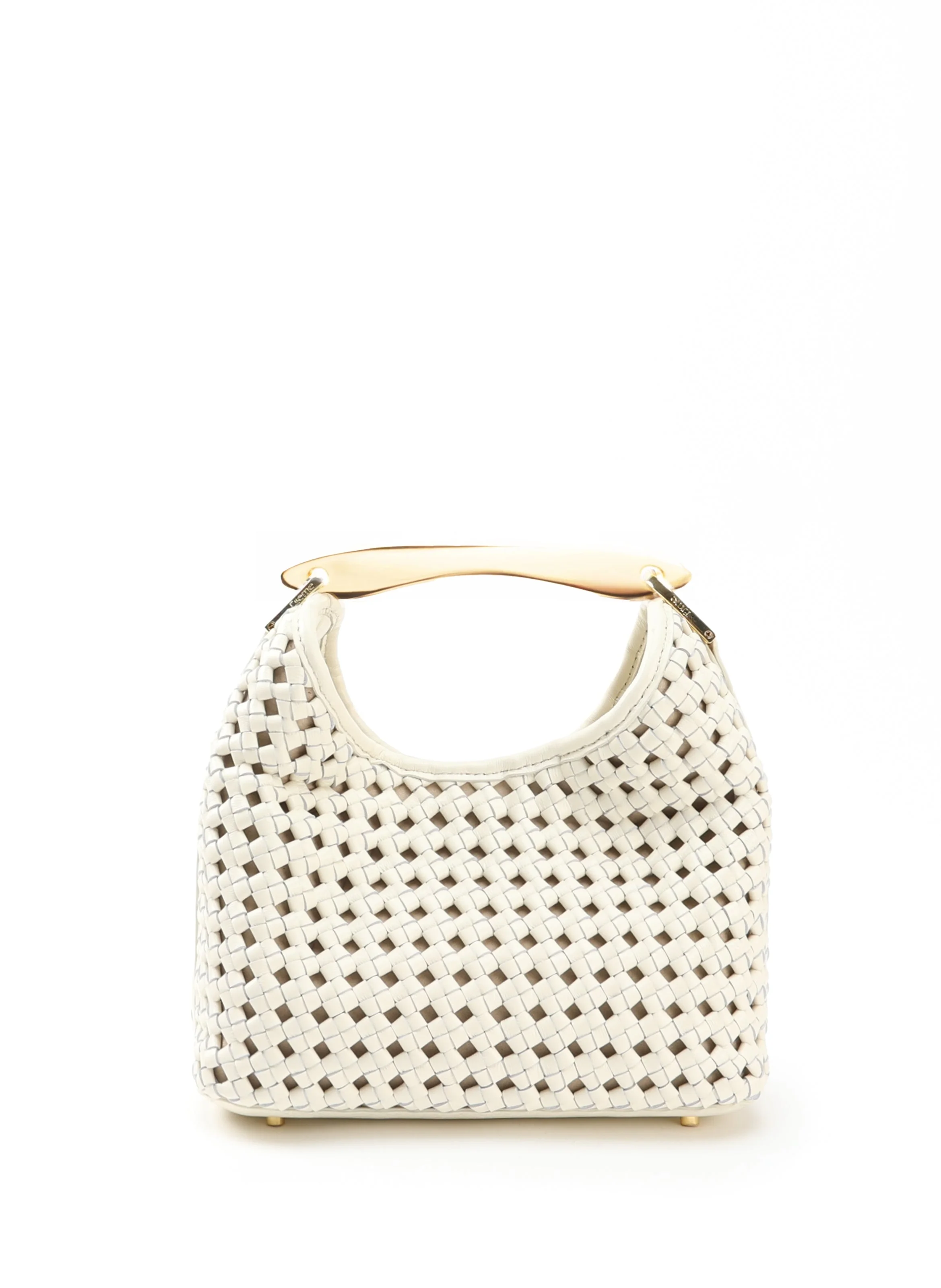 Small Boomerang Woven Leather Ivory - 1