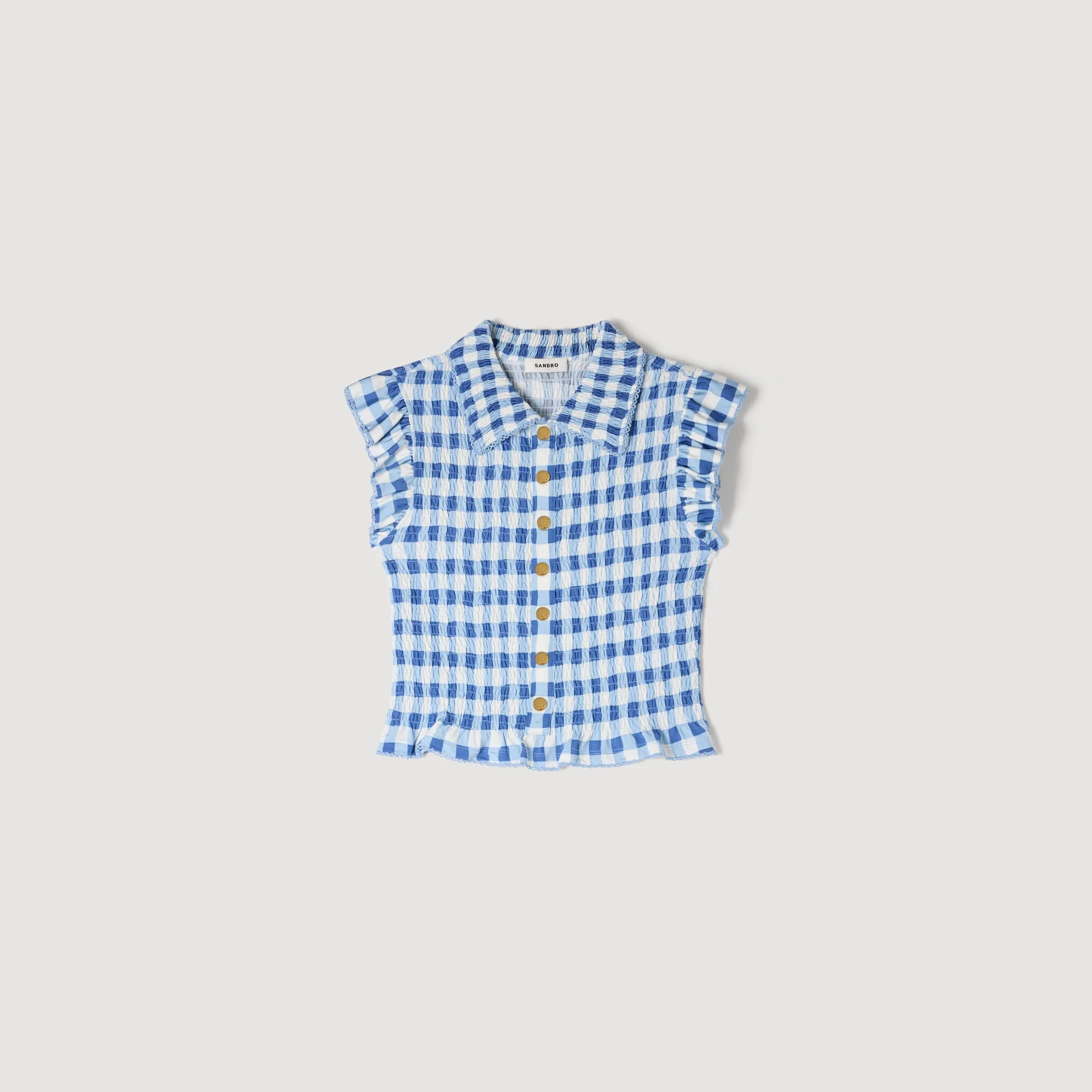 CHECK SMOCKED SHIRT - 1