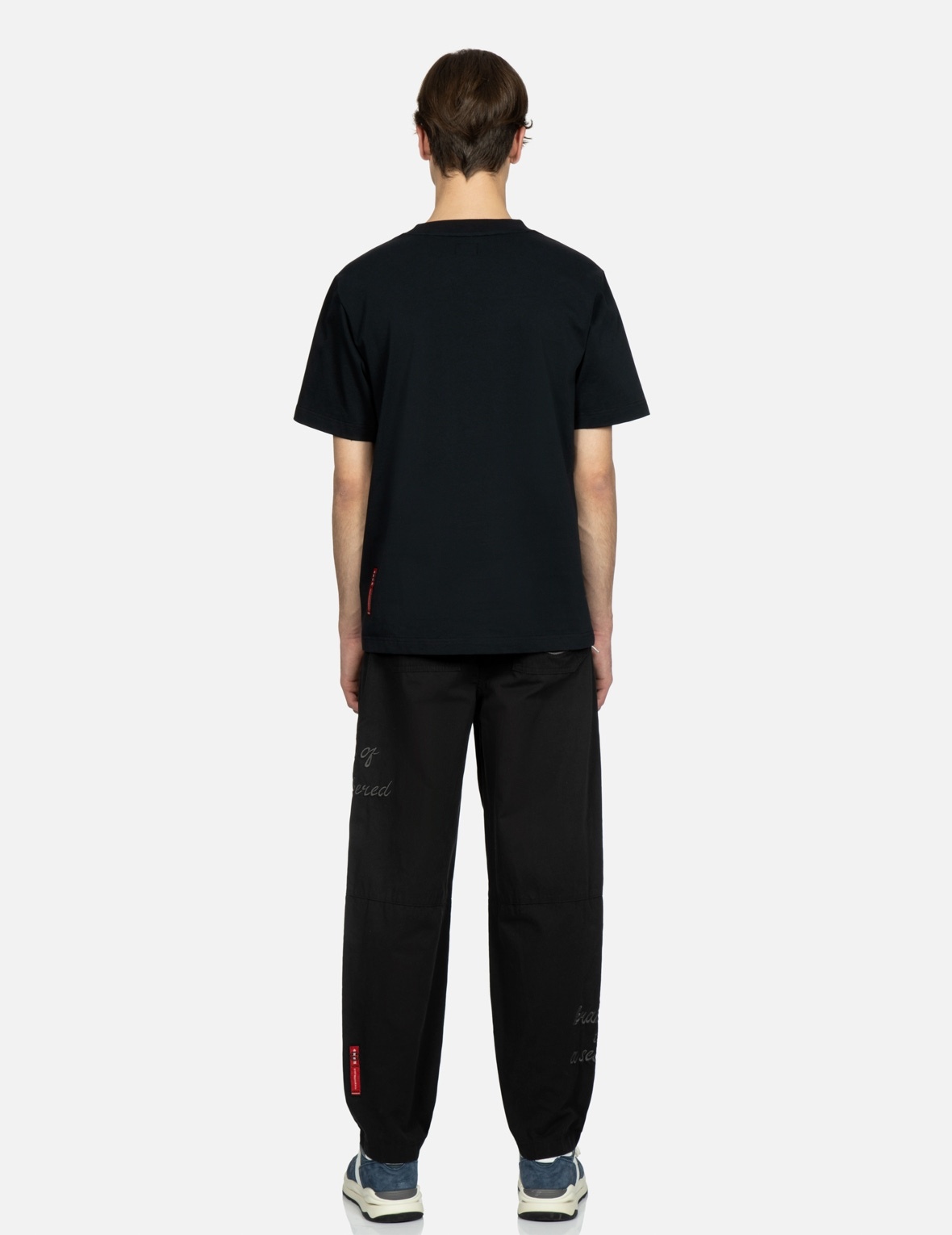KAMON AND SLOGAN EMBROIDERY LOOSE FIT PANTS - 5