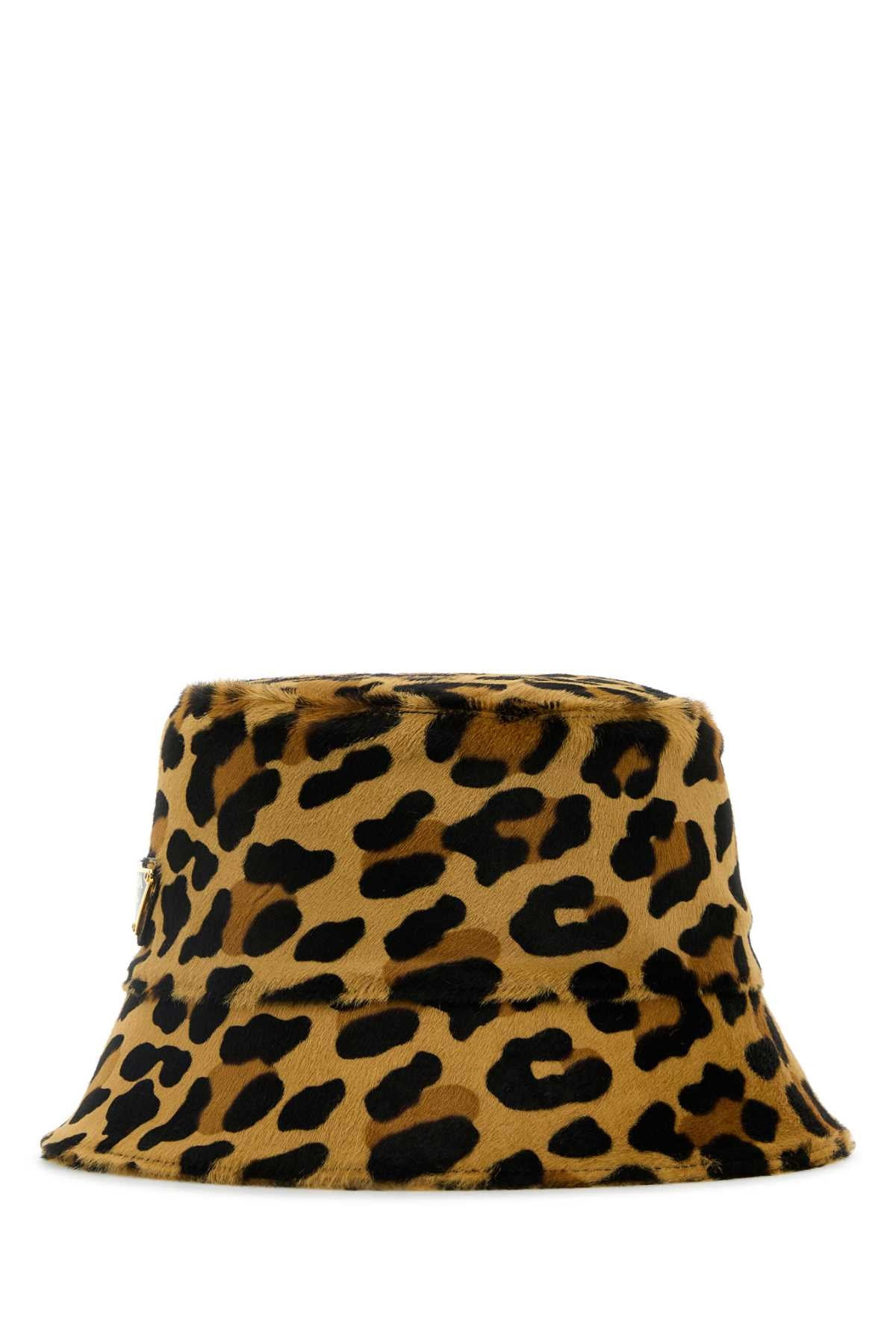 Prada Women Printed Calf Hair Bucket Hat - 1
