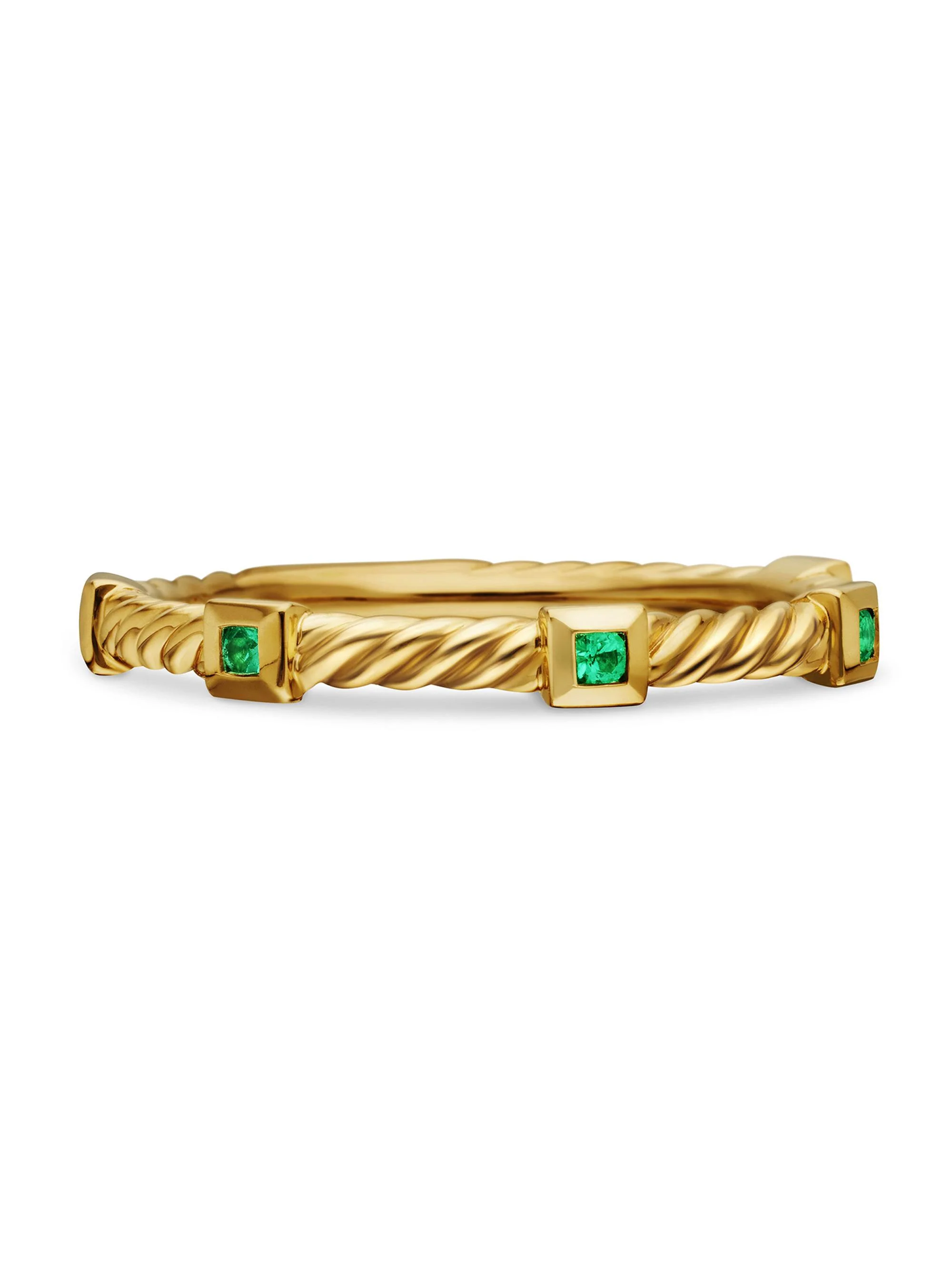Women's Cable Collectibles Stack Ring in 18K Yellow Gold - Emerald - 1