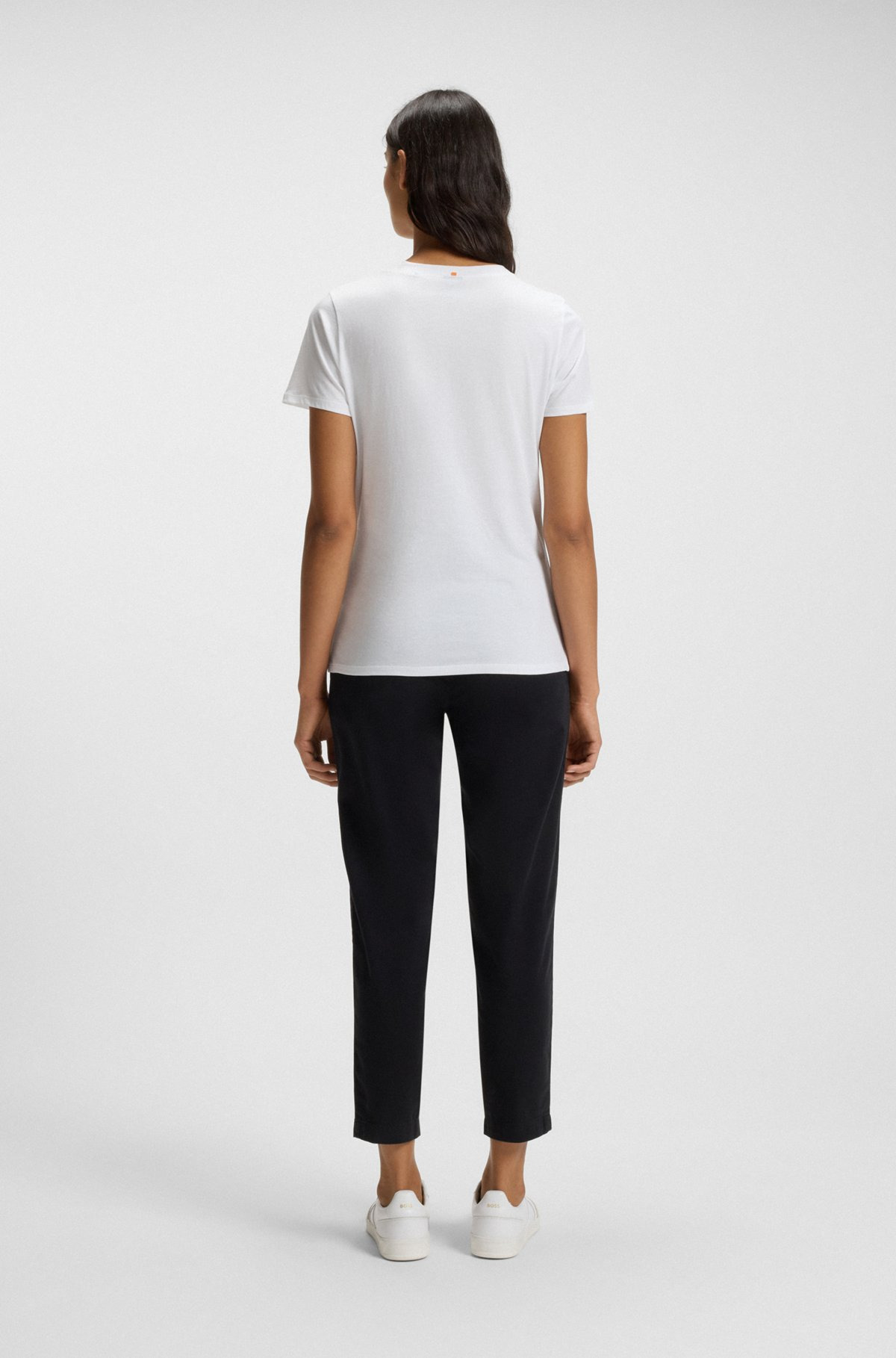 COTTON T-SHIRT WITH CONTRAST LOGO STRIPE - 4