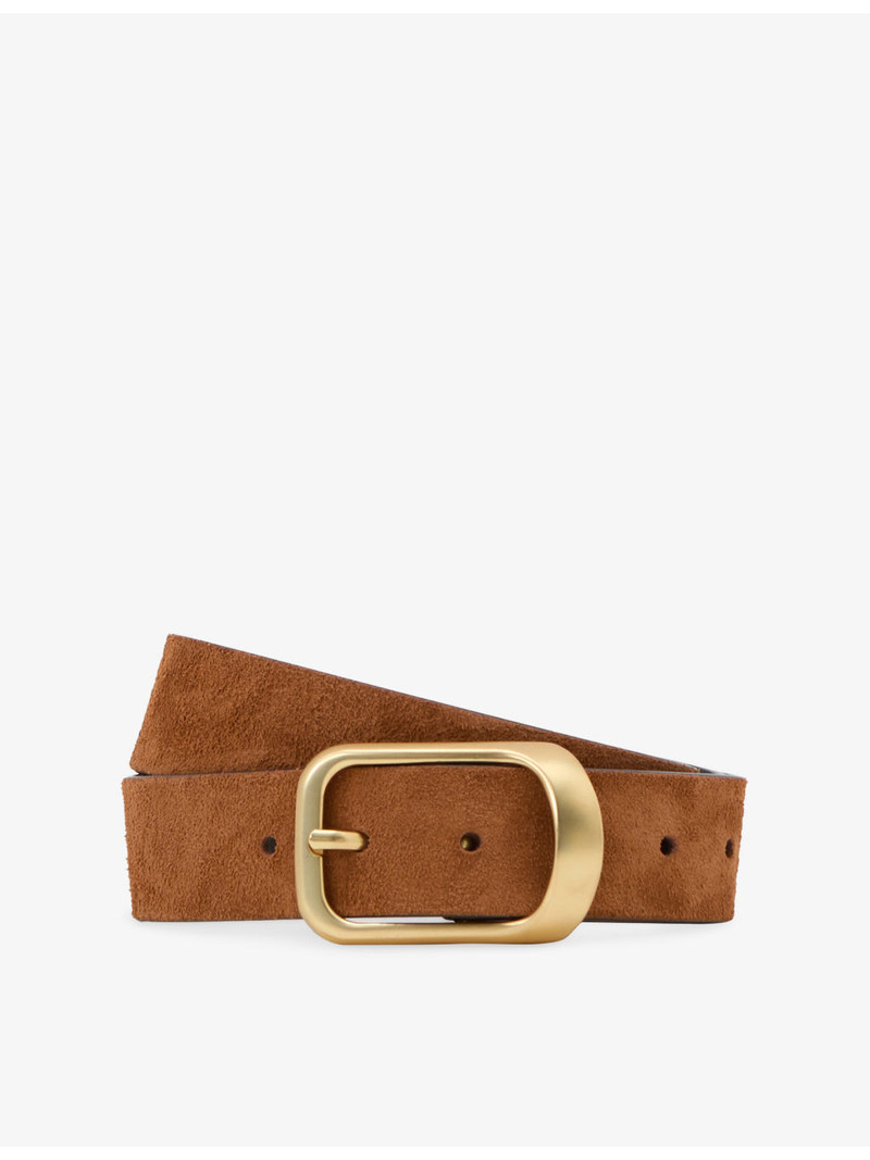 Evie Curved-Buckle Suede Belt 1