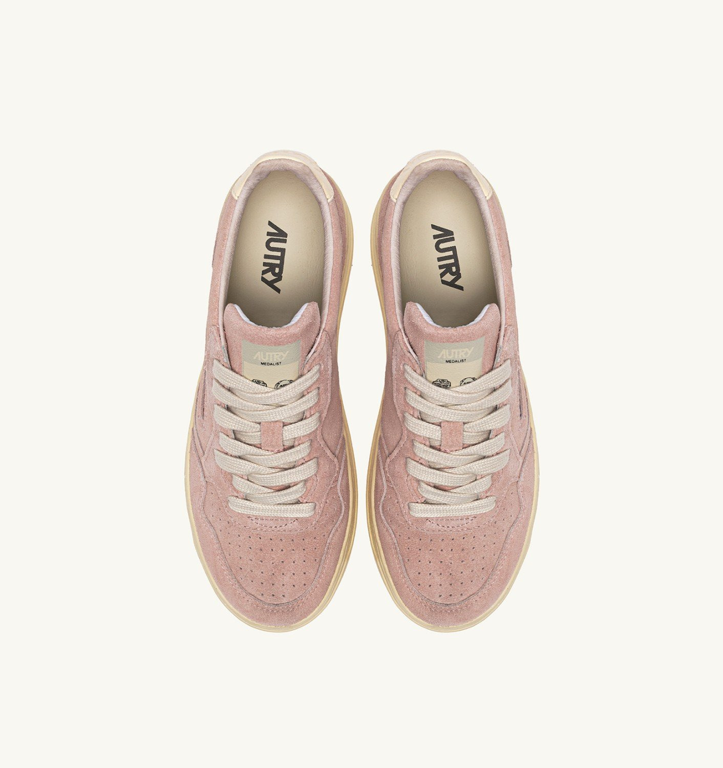 MEDALIST LOW SNEAKERS IN SILK AND OFF WHITE SUEDE - 5