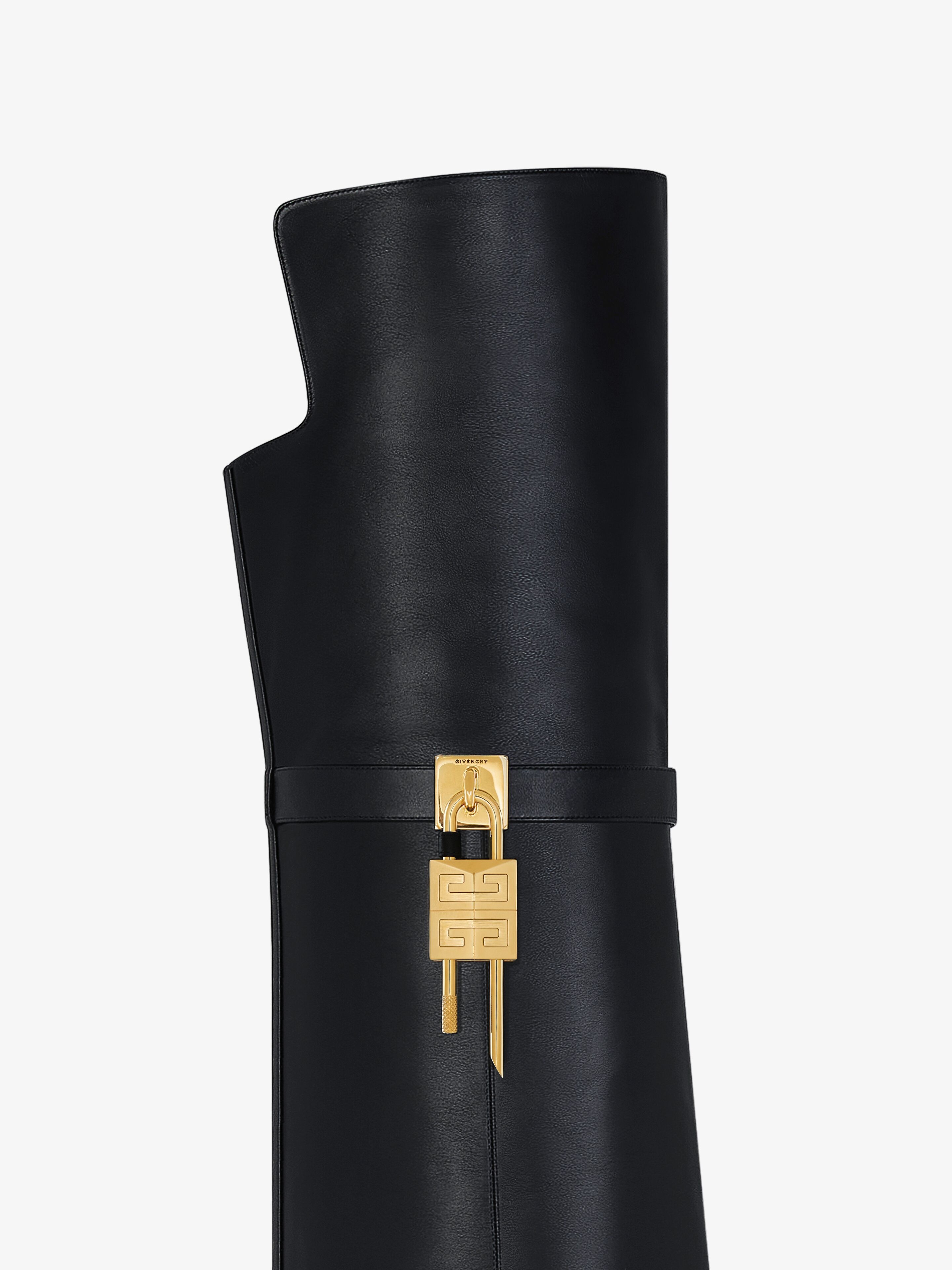 SHARK LOCK STILETTO OVER-THE-KNEE BOOTS IN LEATHER - 6