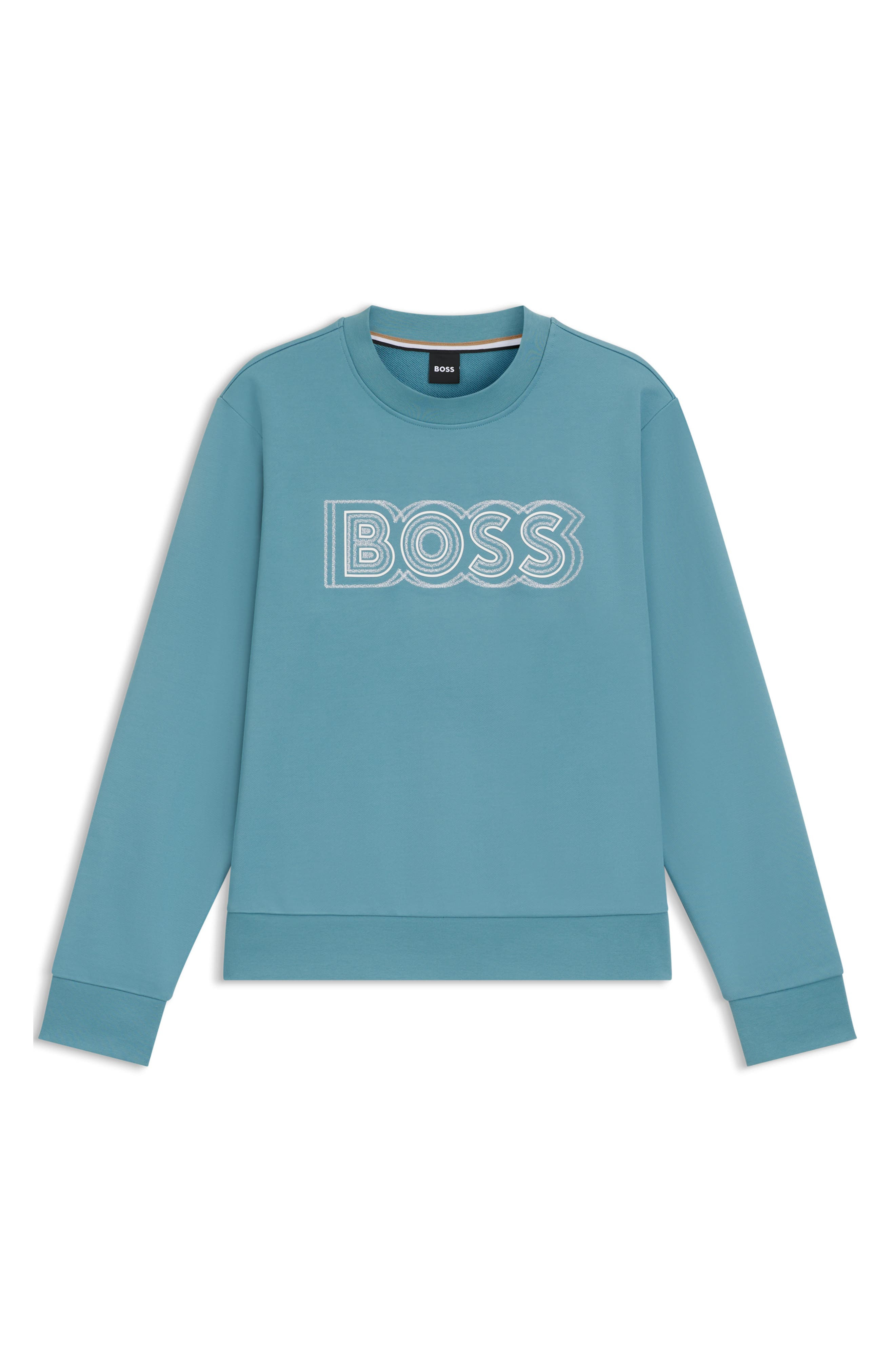 BOSS Soleri Logo Cotton Graphic Sweatshirt in Light /Pastel Blue at Nordstrom - 4