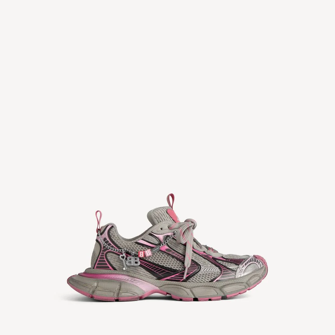Women's 3xl Gradient Sneaker With Charms in Grey/pink - 1