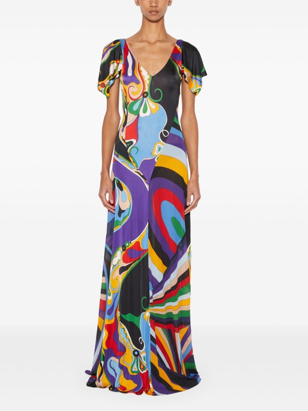 Orchidee and Iride-print maxi dress - 2