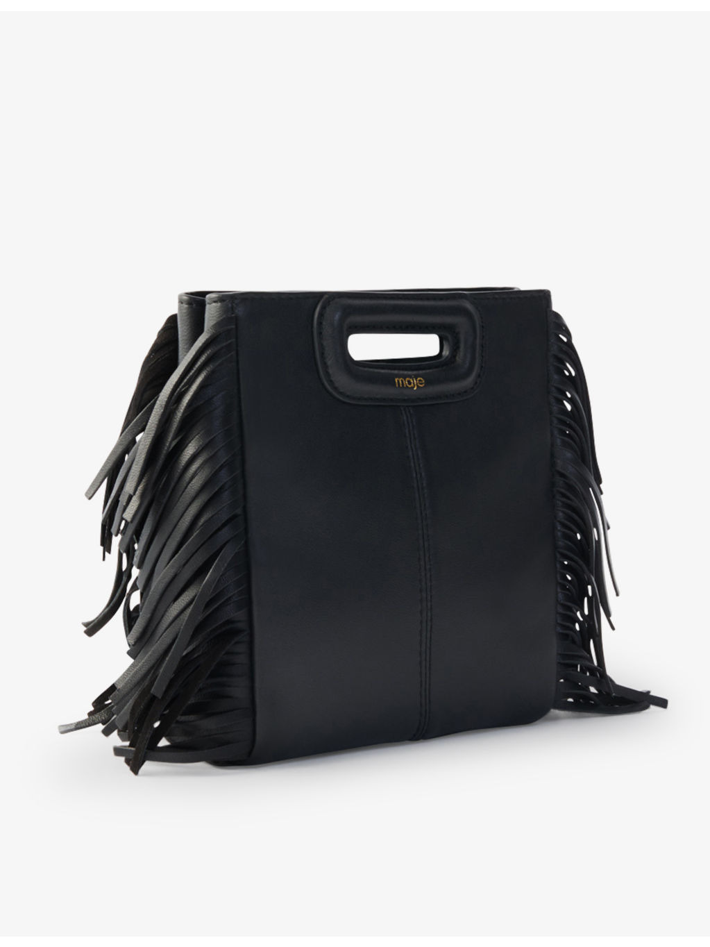 M mini logo-embossed fringed-trim leather cross-body bag - 4