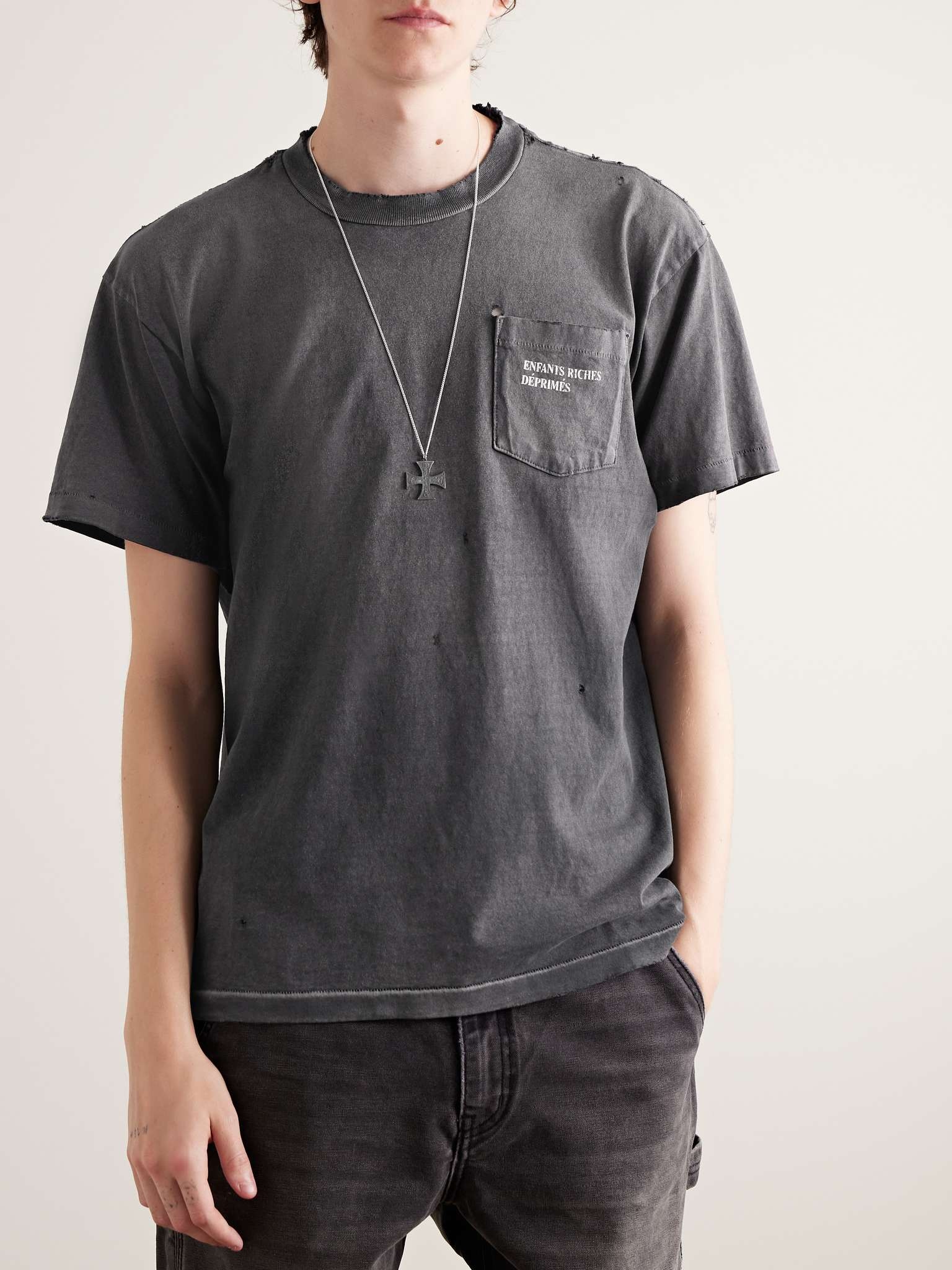 Enfants Riches Déprimés Thrashed Distressed Logo-Print Cotton