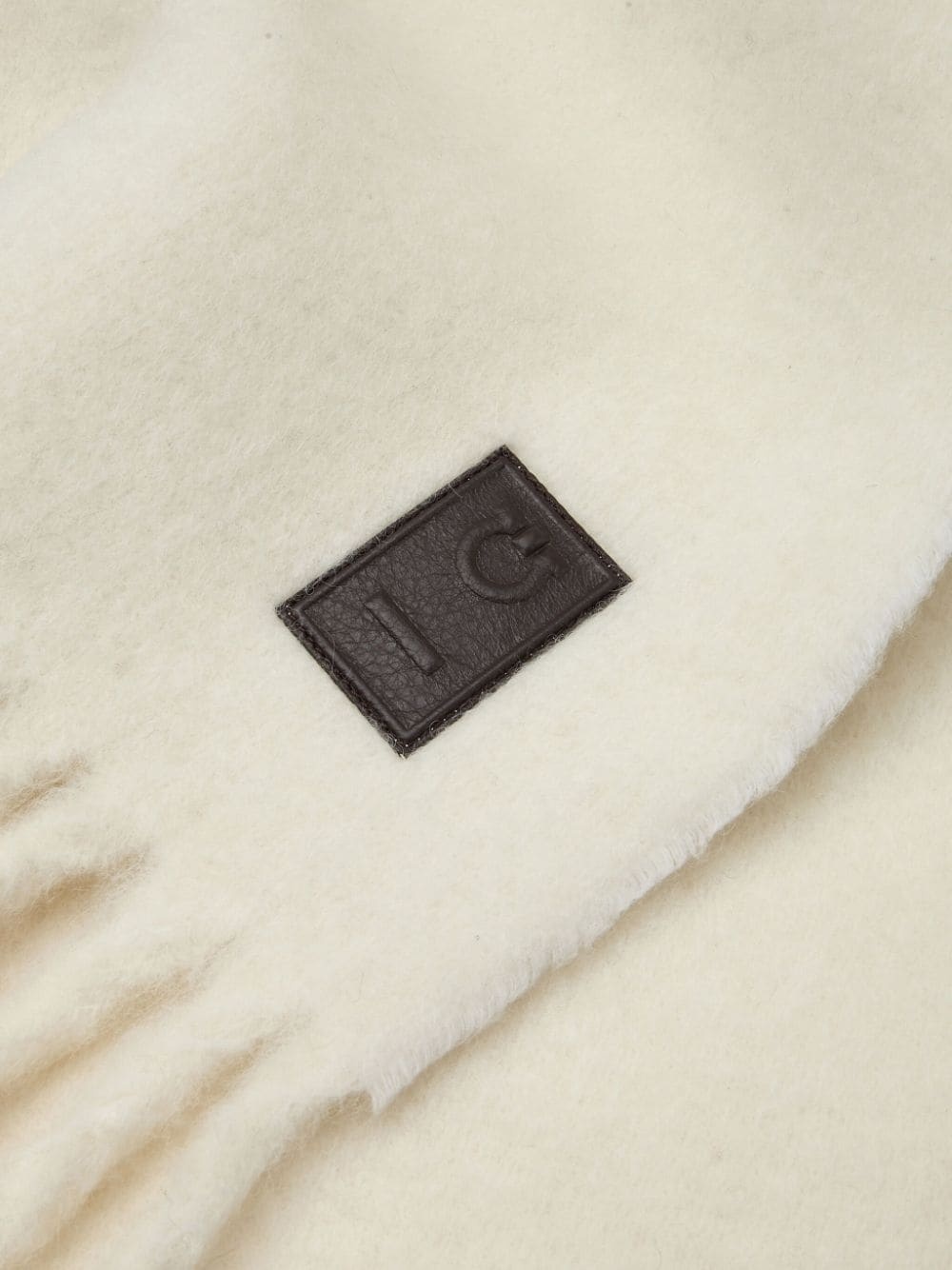 logo-patch fringed scarf - 2