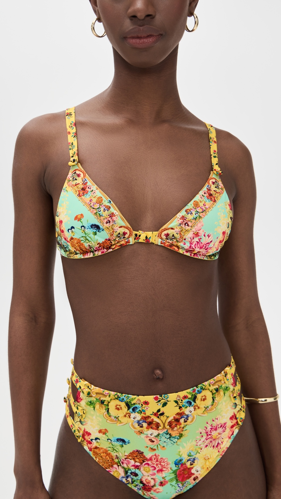 Soft Underwire Bikini Bra with Button Detail - 1