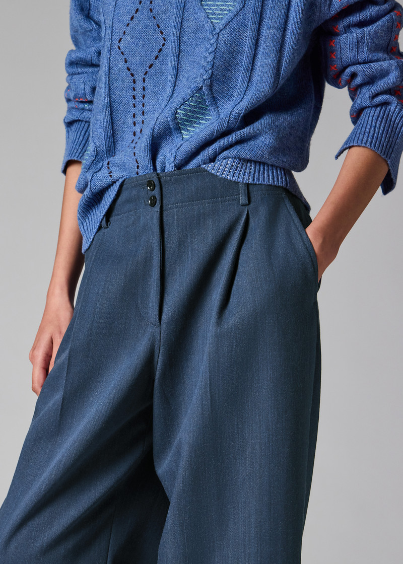 Women's Denim Chambray Barrel Leg Trousers 7