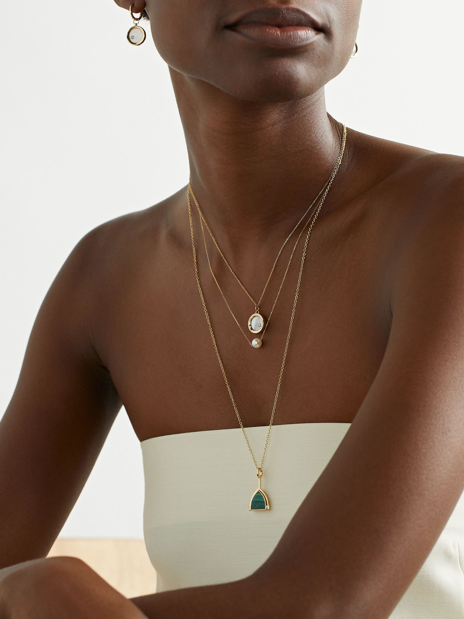 14-karat gold, pearl and diamond necklace White - 5