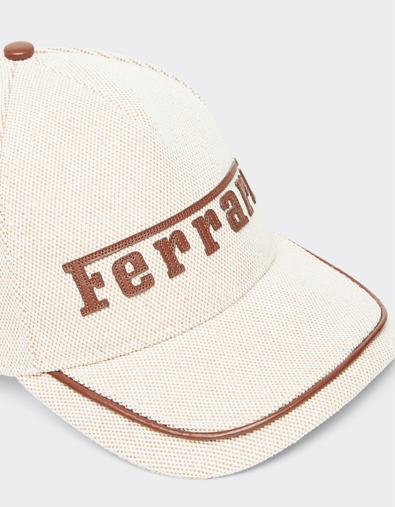 Baseball cap with embroidered Ferrari logo and leather details 4